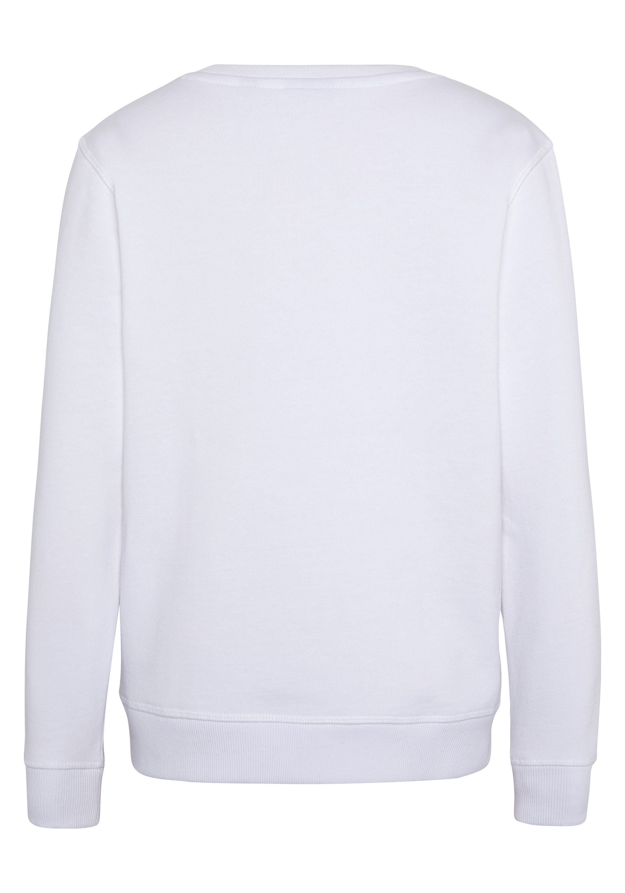 Sweatshirt Glitzer-Label-Print Polo mit White Bright Sylt