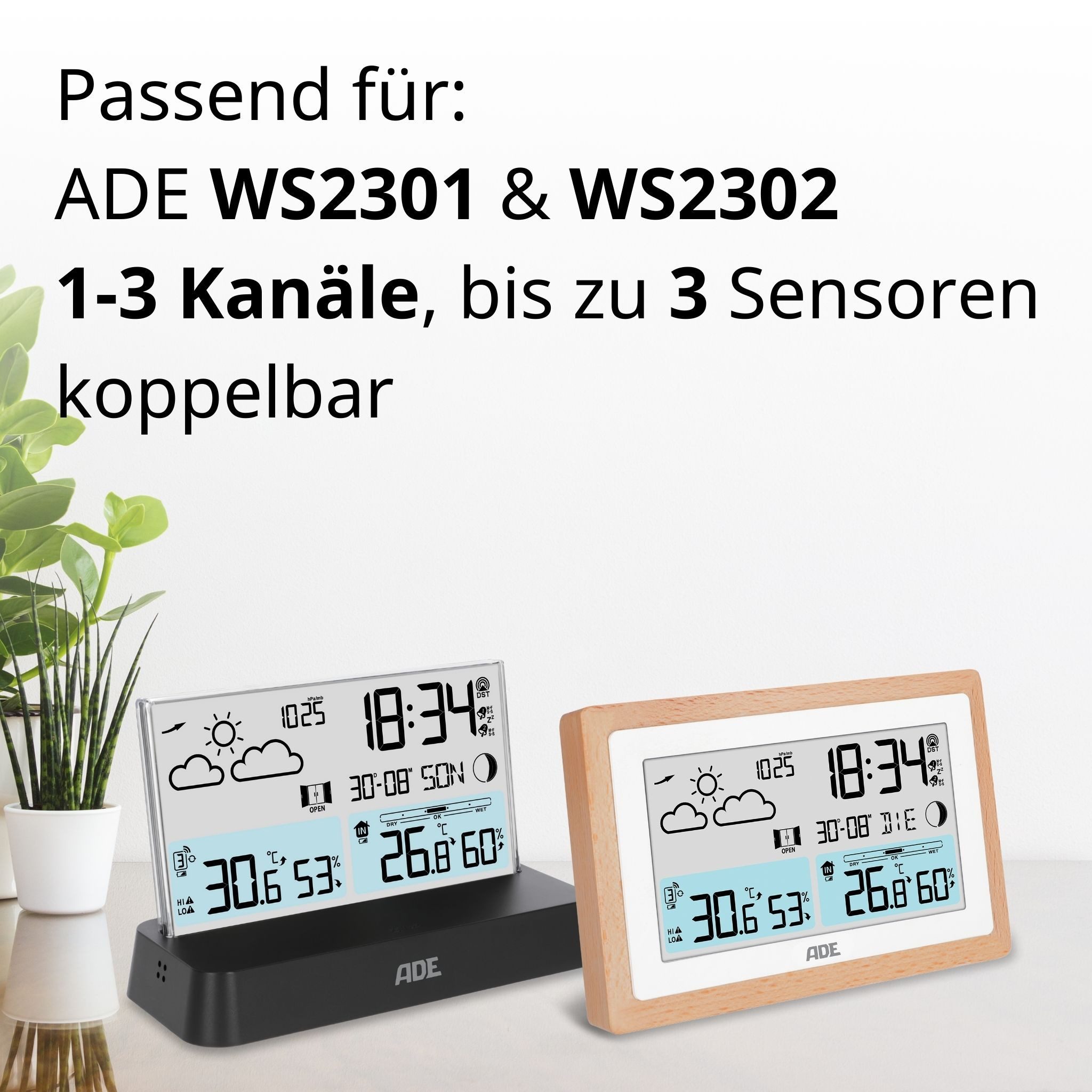 ADE Ersatzaußensensoren für ADE Wetterstationen Außenwetterstation (Funk-Außensensor für verschiedene ADE Funk-Wetterstationen)