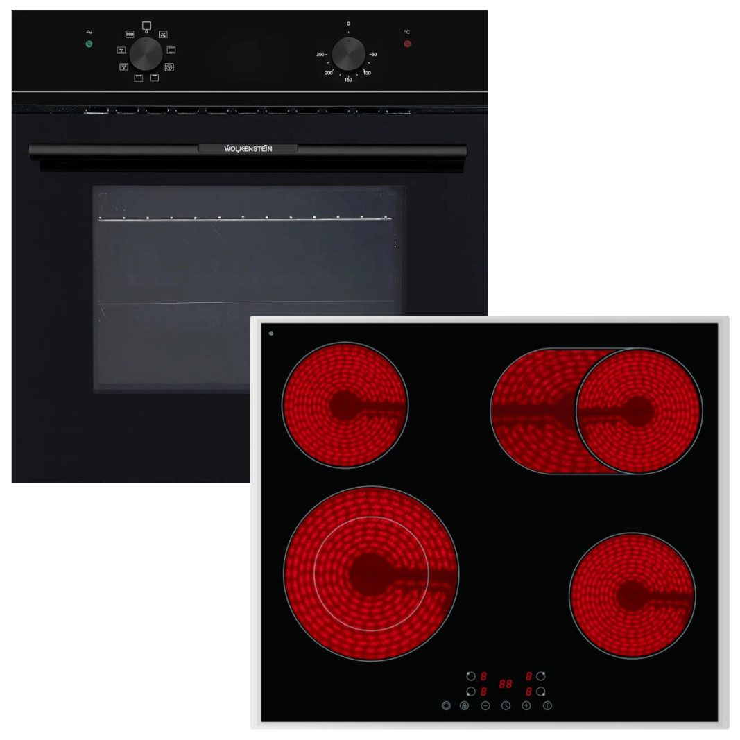 Wolkenstein Backofen-Set Backofen ECO Umluftgrill + PKM Elektrokochfeld Zweikreis Bräterzone