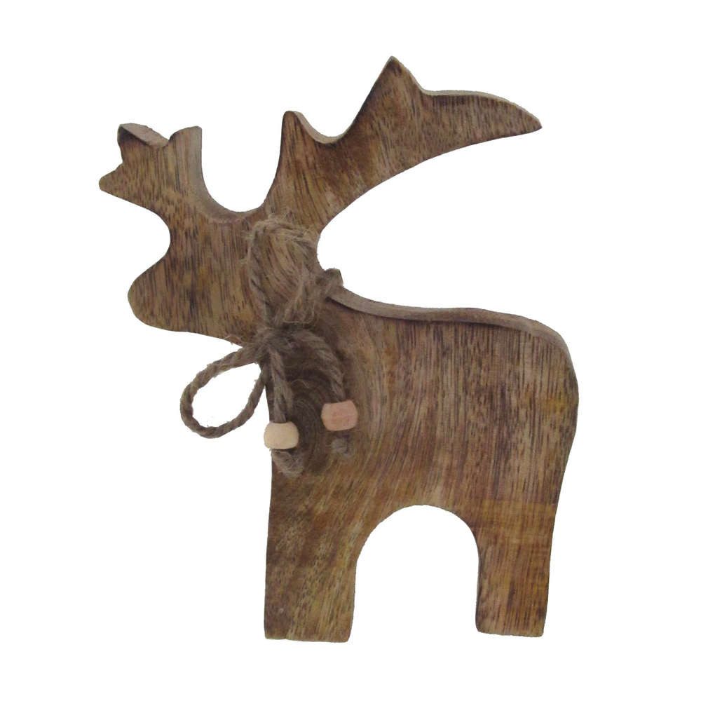 Gasper Weihnachtsfigur RENTIER RUDY ca 15cm. STEHEND. Ein HOLZ Hirsch "shabby chic"