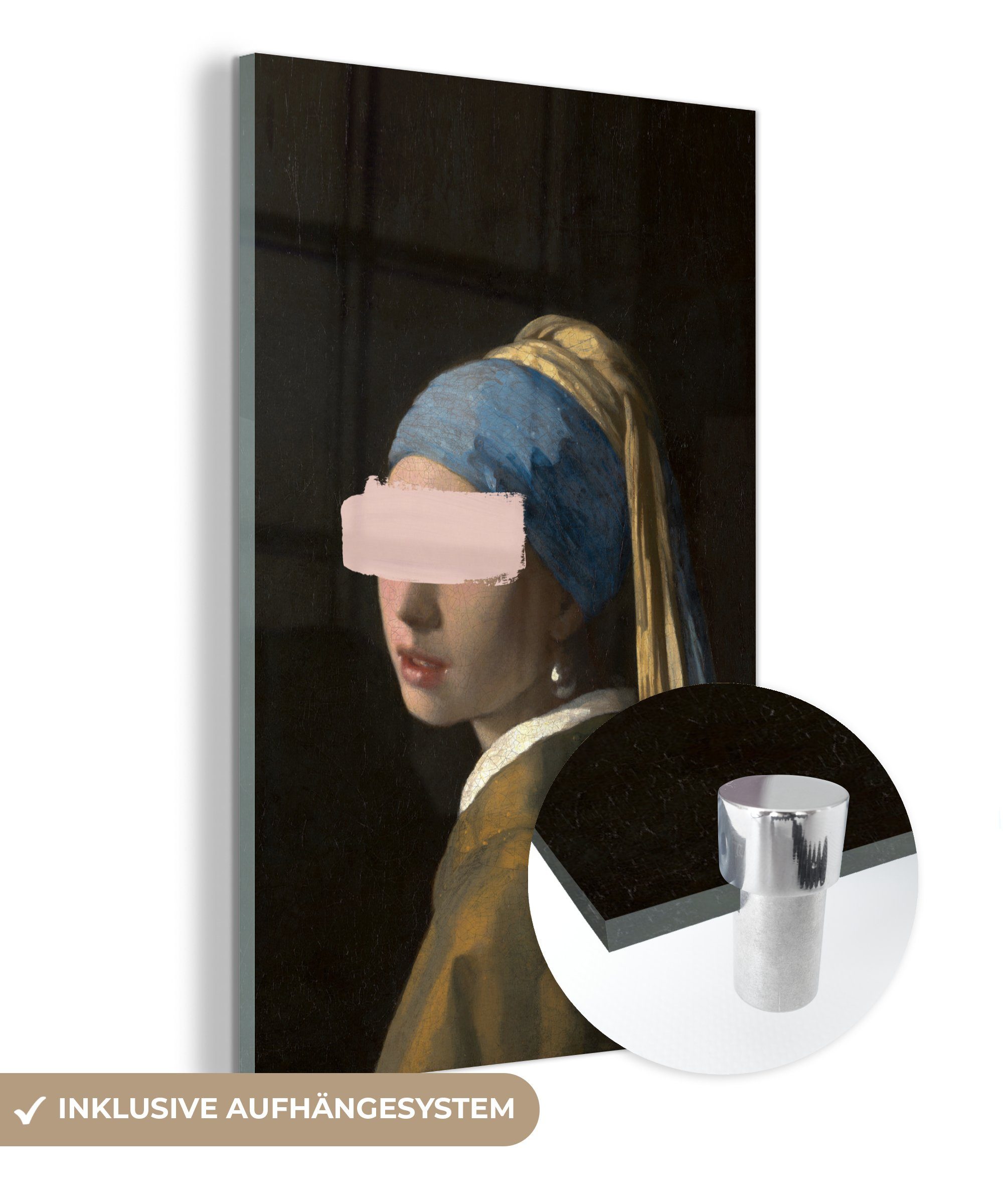 MuchoWow Acrylglasbild Mädchen mit Perlenohrring - Johannes Vermeer - Pastell, (1 St), Glasbilder - Bilder auf Glas Wandbild - Foto auf Glas - Wanddekoration bunt