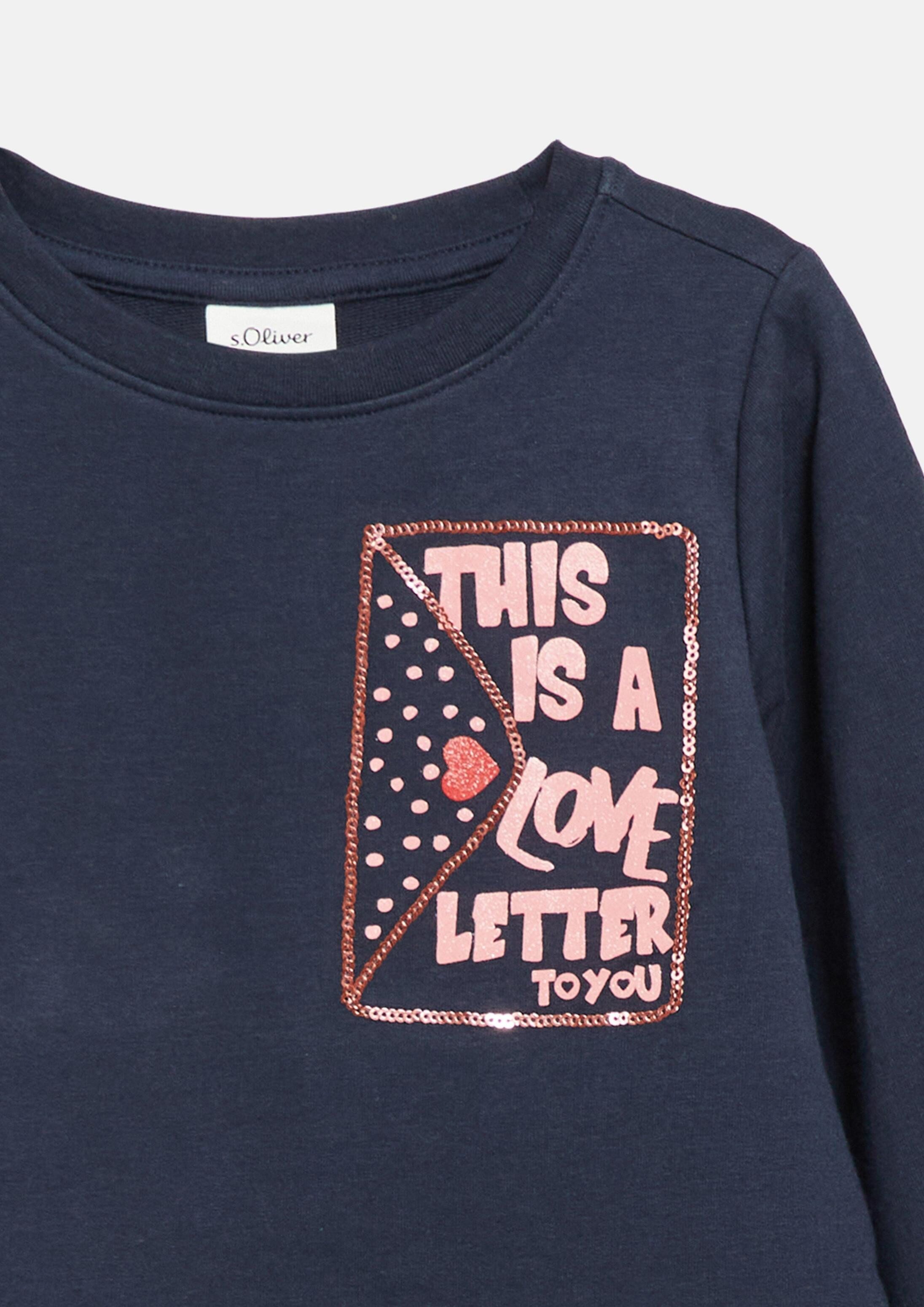 s.Oliver Langarmshirt T-Shirt Leichtes Sweatshirt im A-Shape mit Glitzer-Artwork – Bild 4 von 4