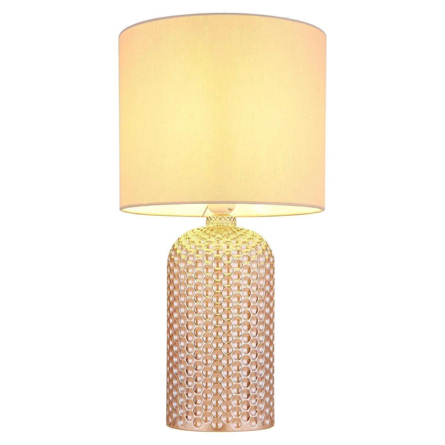 GLOBO LIGHTING Tischleuchte SOFIA, H 50 cm, Champagnerfarben, Glas, Textil, günstig online kaufen