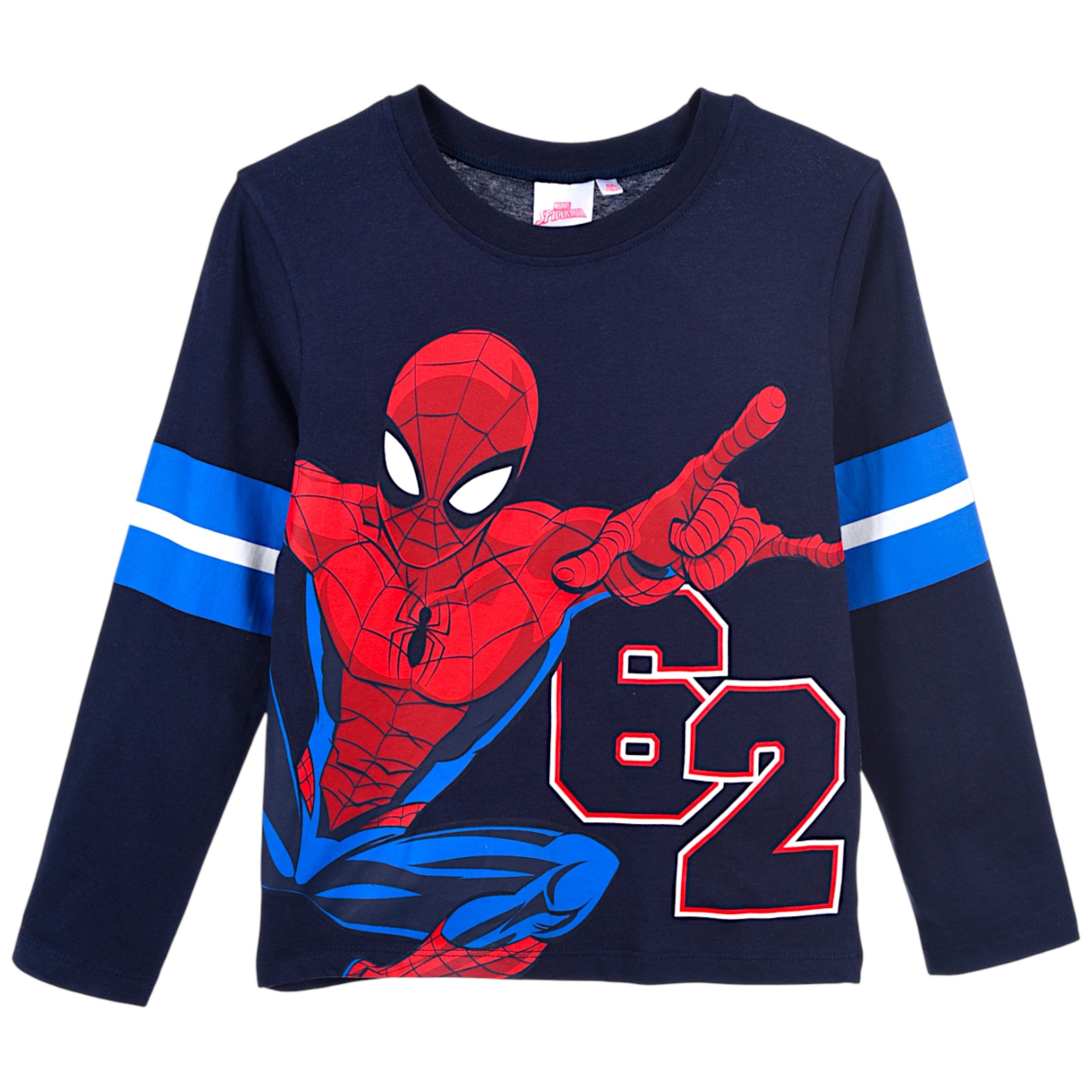 Spiderman Langarmshirt Marvel Jungen Shirt mit sportlichen Streifen Gr. 98 - 128 cm
