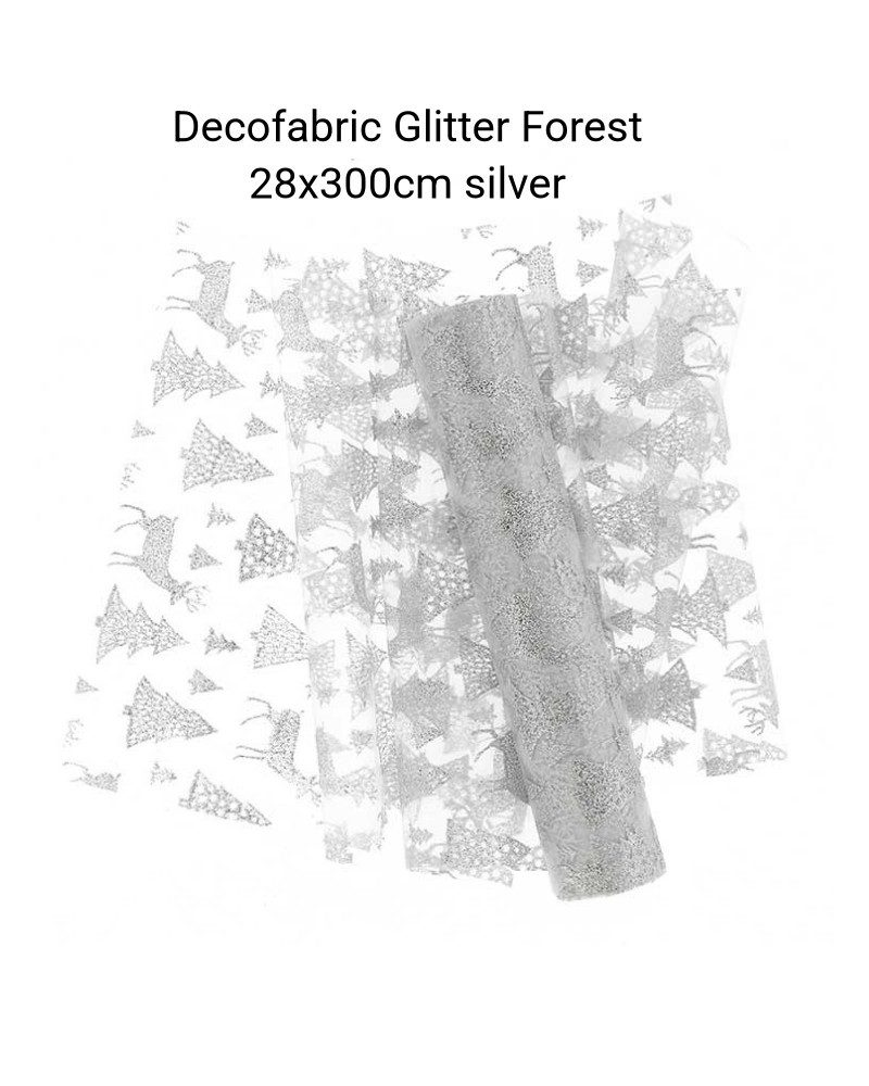 UNIQUE Living Tischband Unique Living Tischband Glitter Forest Silber 28x300 cm