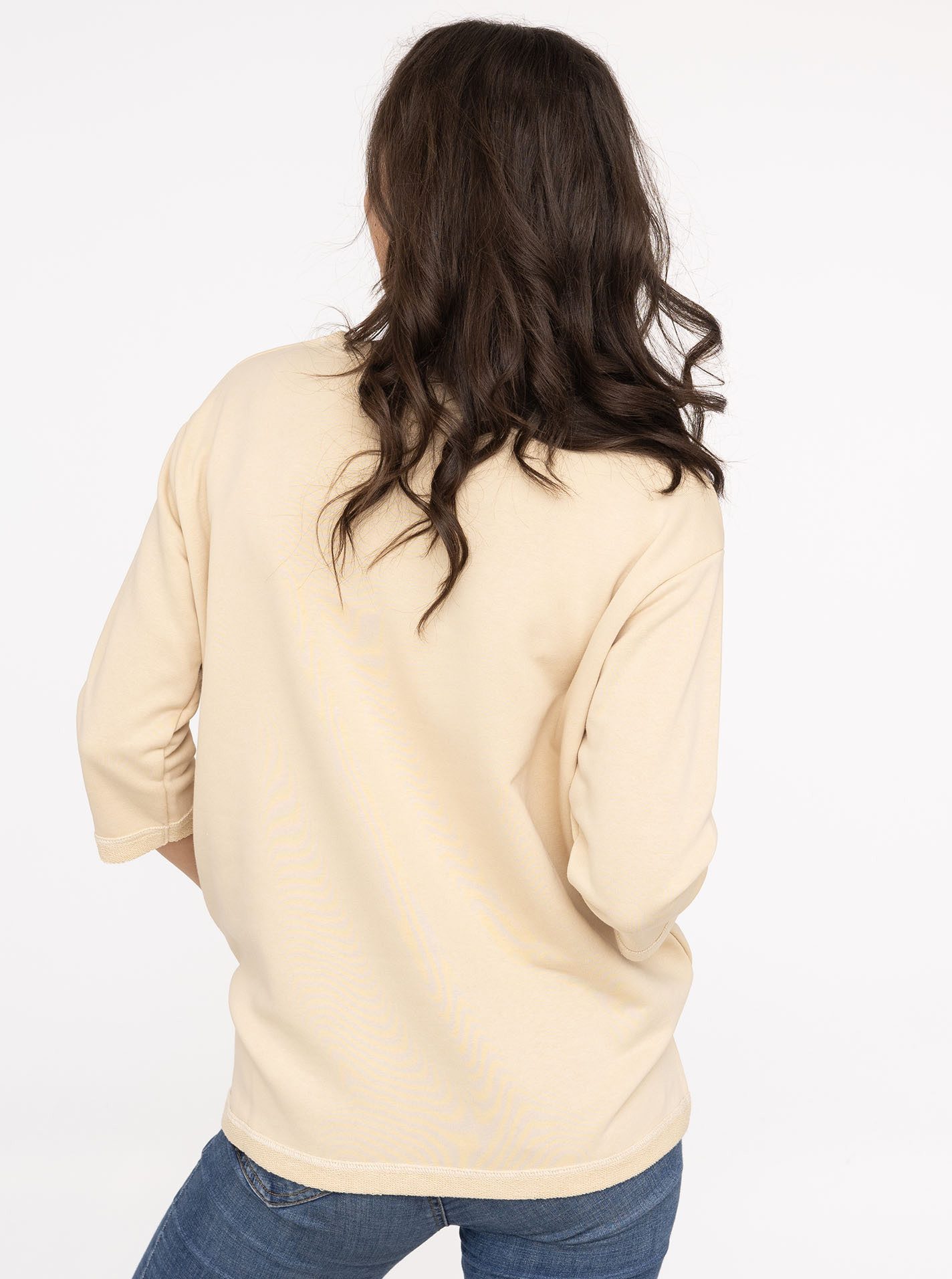 Zwillingsherz Langarmshirt "Happy" 3/4-Arm, Rundhalsausschnitt, Stickerei