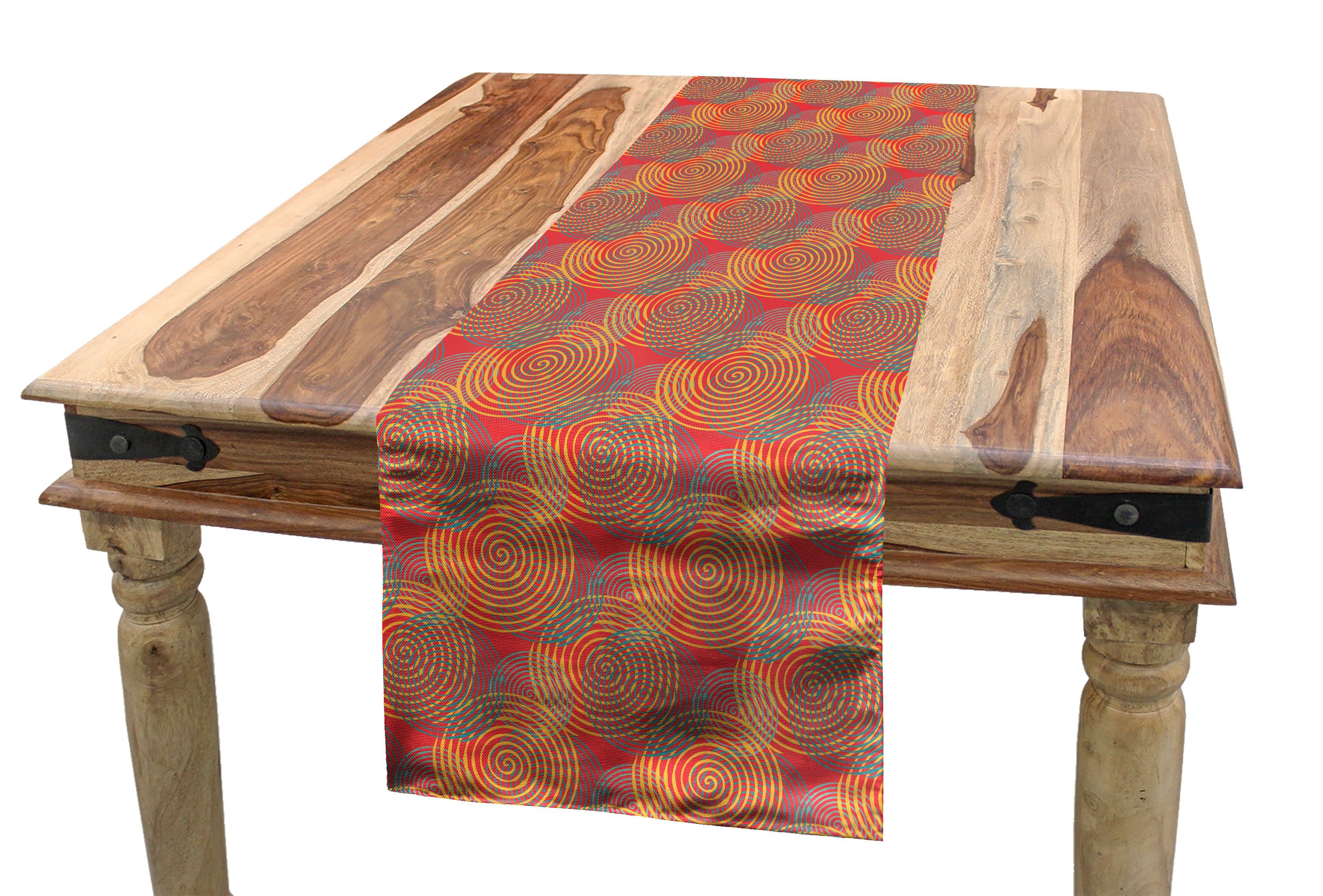 Spiralen Abakuhaus Esszimmer Geometrisch Tischläufer, Bunte Rechteckiger Tischläufer Hintergrund Küche Dekorativer