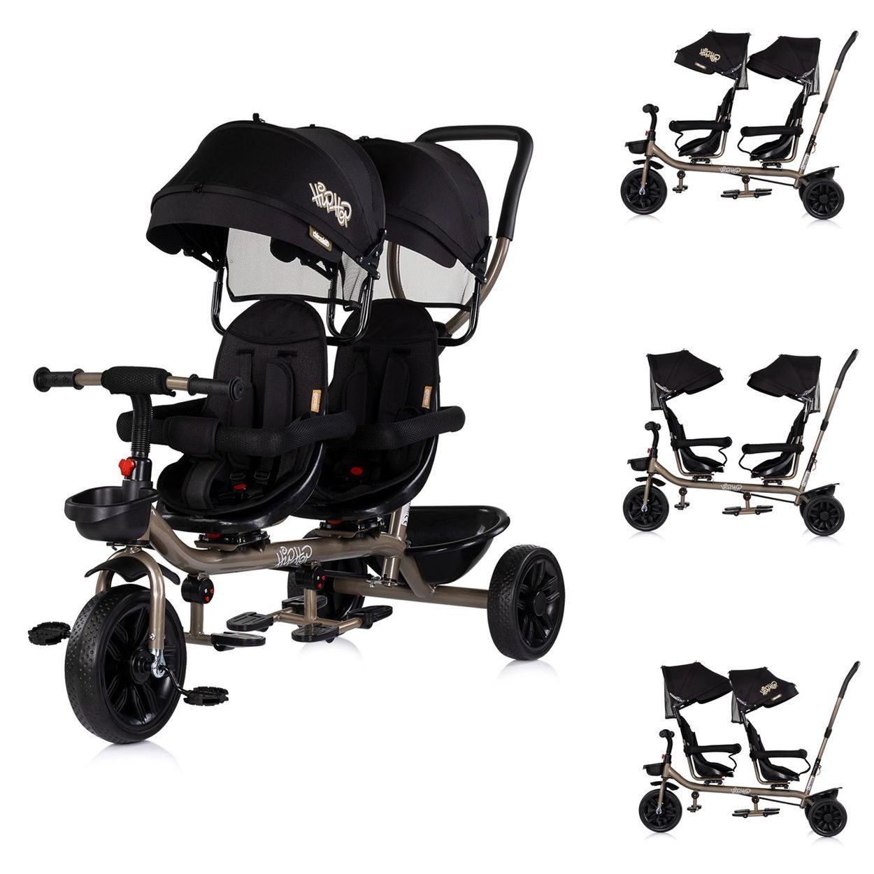 Chipolino Dreirad Hip Hop, Geschwister, zwei Kinder, 360° drehbare Sitze, 40 kg, ab 18 Monate