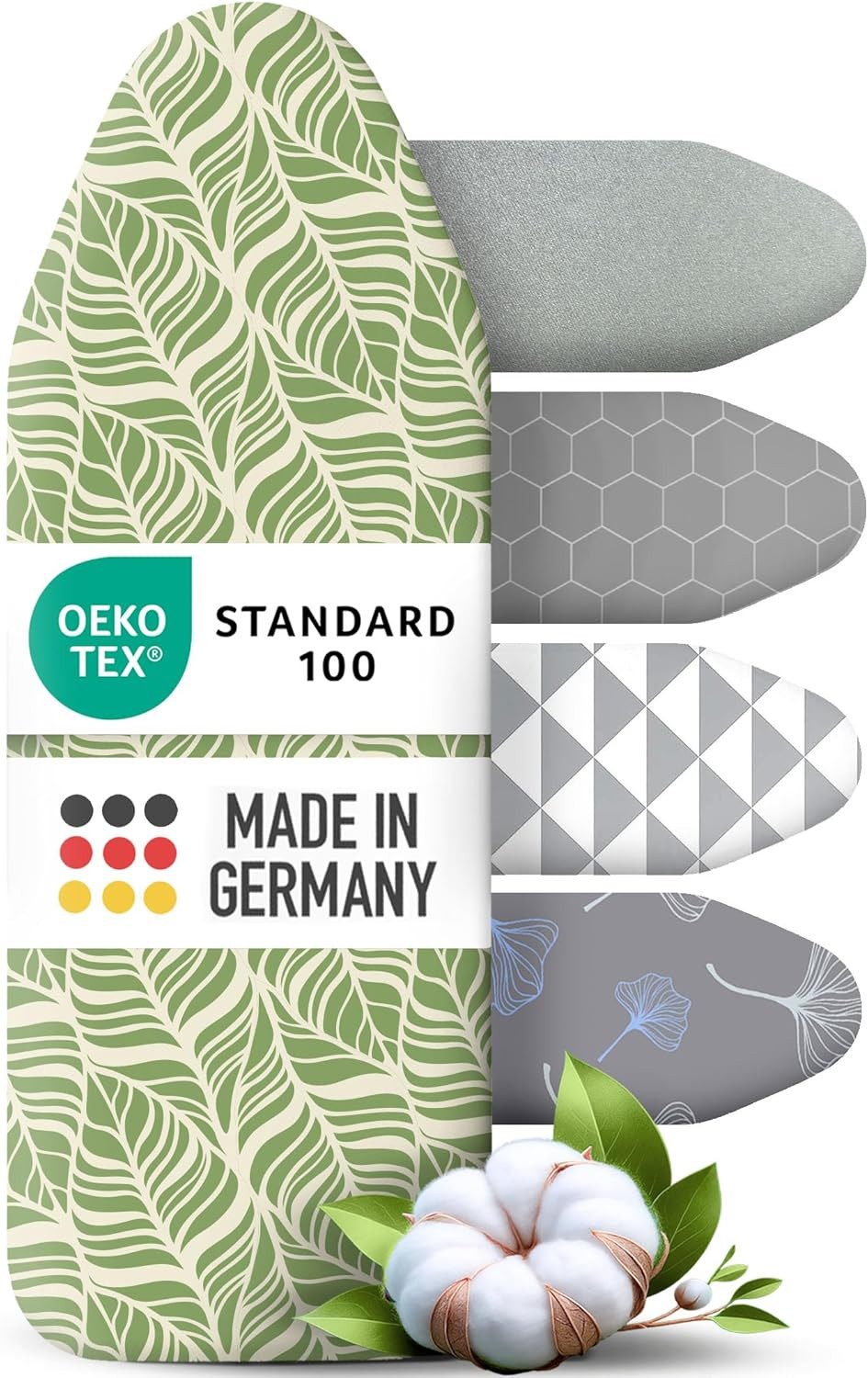 Arteneur Bügelbrettbezug, Made in Germany, OEKOTEX100, Zubehör für alle Bügeltische dank 5 Größen, Vergleichssieger, Hitzereflektierend, Gummizug