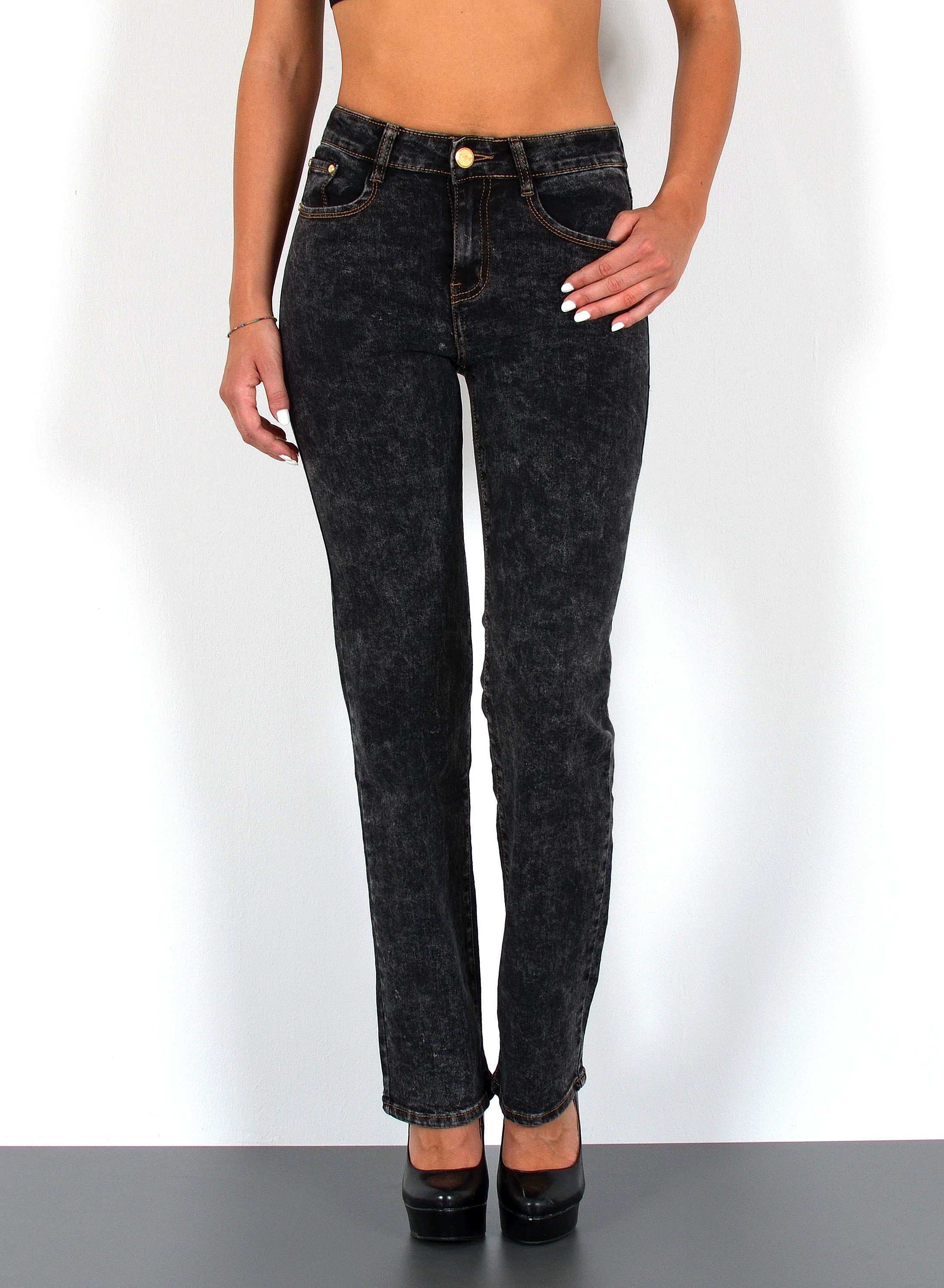 ESRA Straight-Jeans Damen Jeans Straight Leg mit hoher Bundhöhe und geradem günstig online kaufen