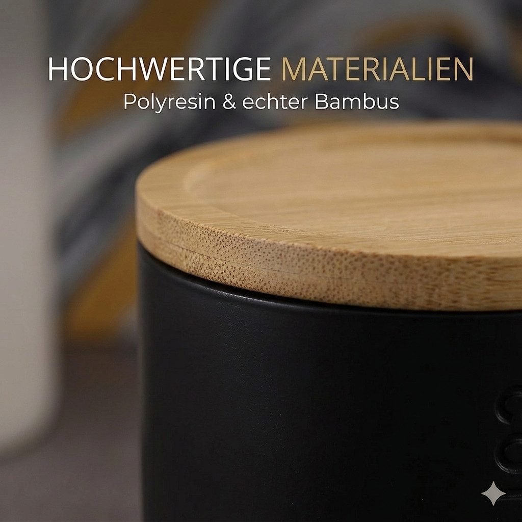 TENDANCE Wattestäbchenspender Wattedose Wattepadspender Kosmetikdose Wattebehälter Polyresin/Bambus