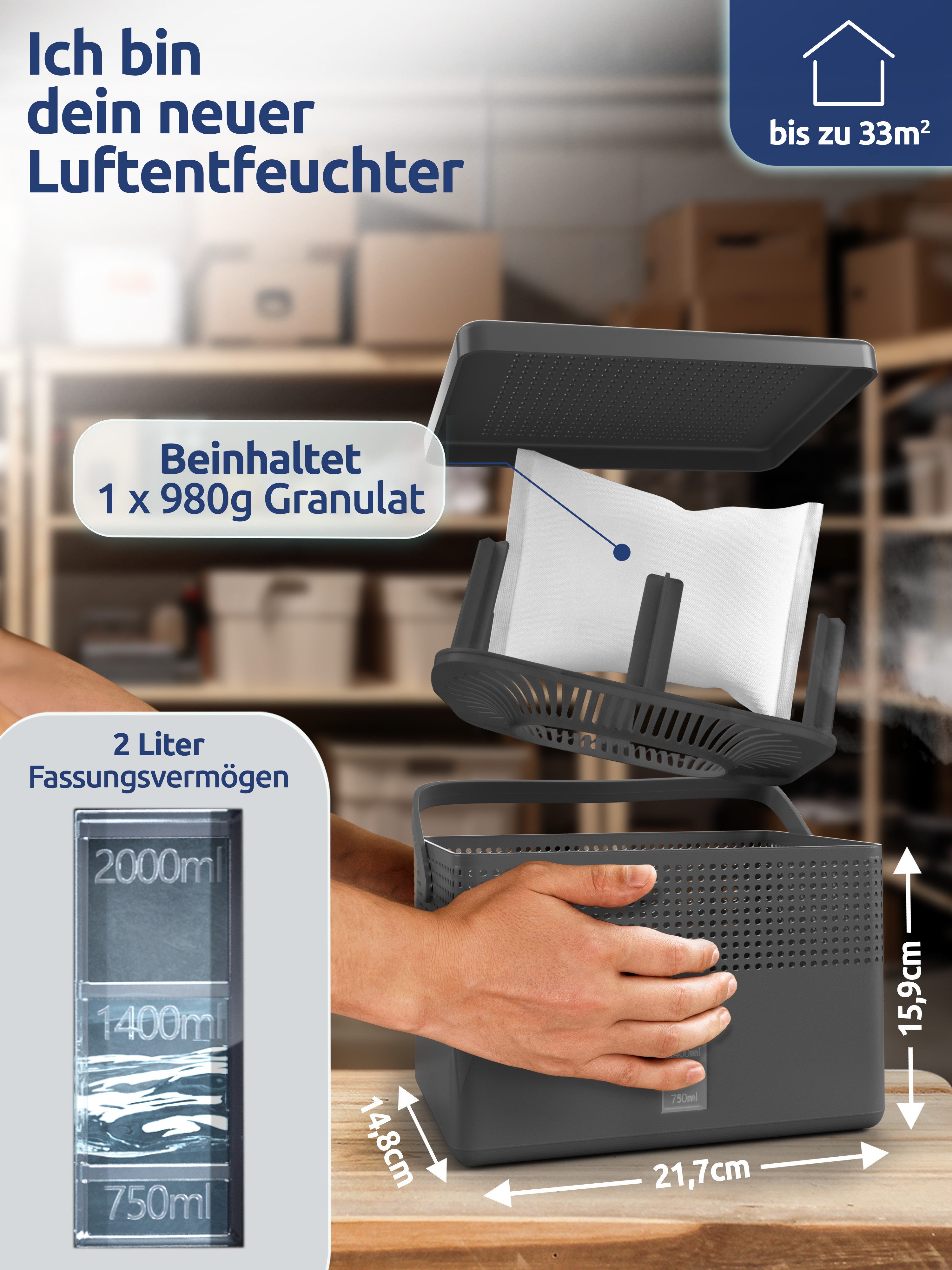 BonAura Luftentfeuchter ohne Strom mit 980g günstig online kaufen