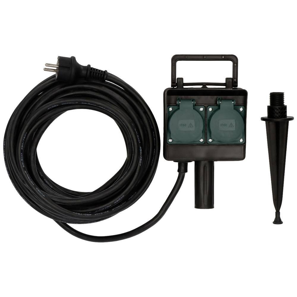 Brennenstuhl Gartensteckdose Gartensteckdose mit Erdspieß IP44 4-fach 10m H07RN-F 3G1.5 1154450, mit Erdspieß