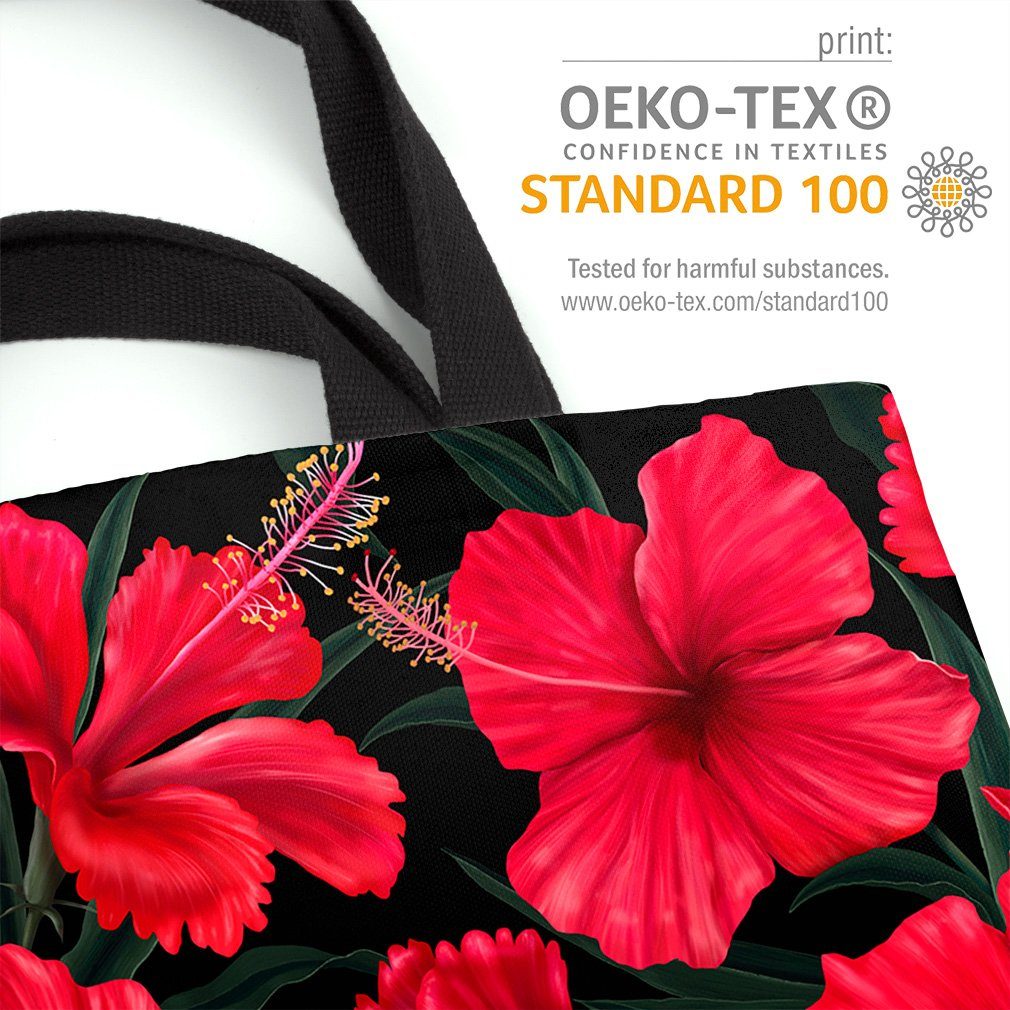 VOID Henkeltasche (1-tlg), Roter Hibiskus Eibisch tropen blumen blumenmuste günstig online kaufen