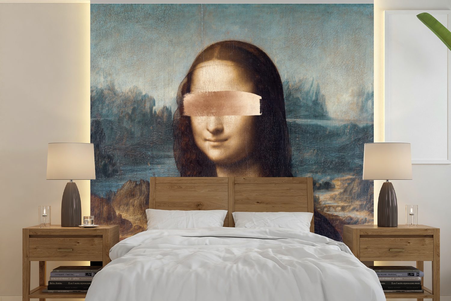 MuchoWow Fototapete Mona Lisa - Leonardo da Vinci - Kunst, Matt, bedruckt, (5 St), Vinyl Tapete für Wohnzimmer oder Schlafzimmer, Wandtapete