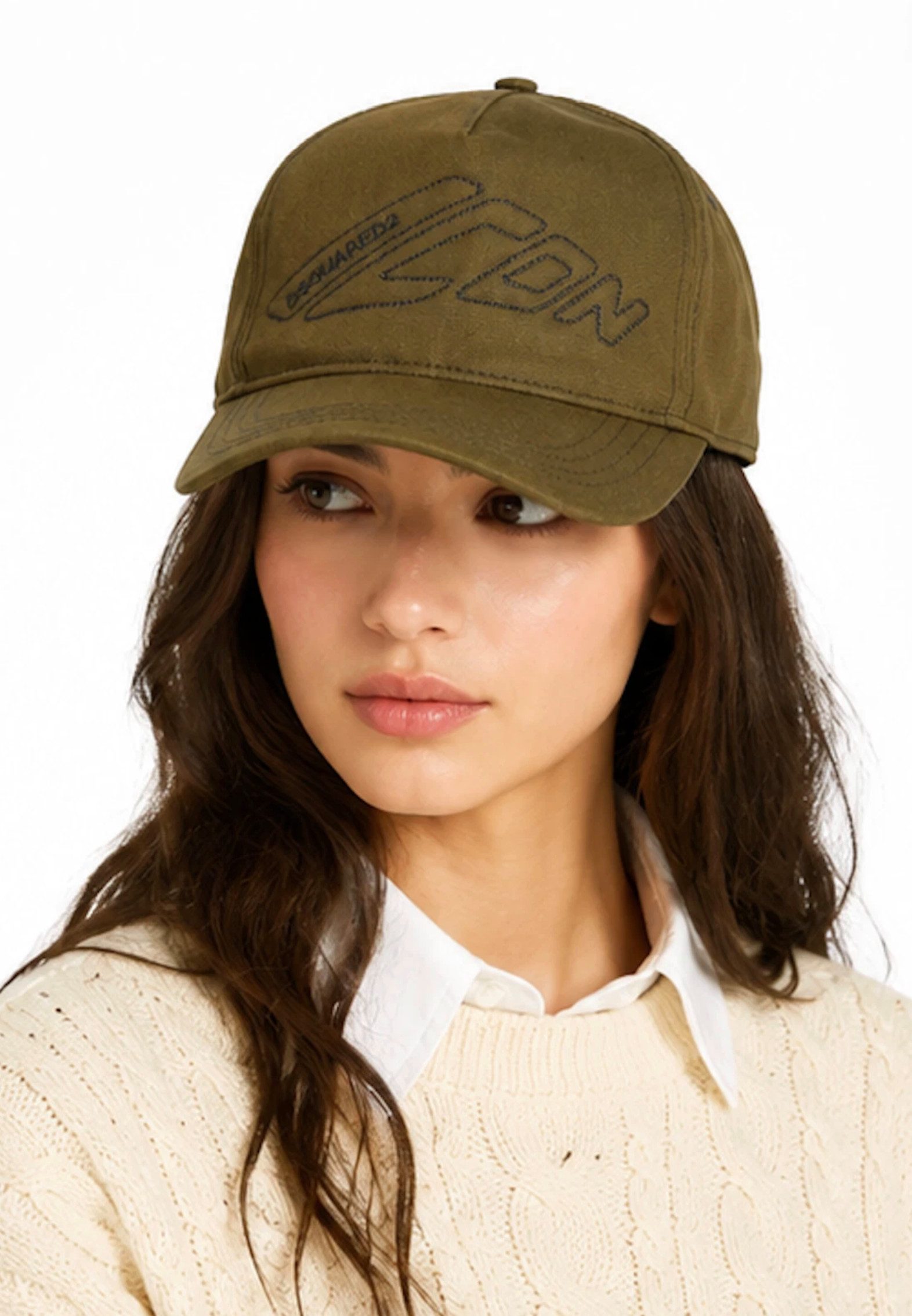 Dsquared2 Baseball Cap Military New Icon Guevara Kappe Mütze Basebalkappe Cap Verstellbarer Riemen mit Metallschließe