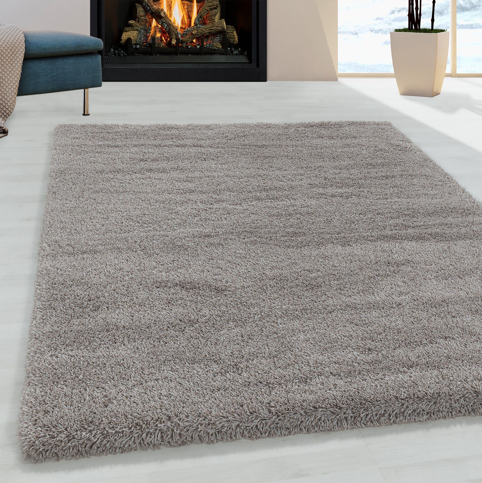 Ayyildiz Teppiche Hochflor-Teppich FLUFFY 3500, auch als Läufer und in Rund, rechteckig, Höhe: 50 mm, Langflor, Shaggy, uni, robust, Wohnzimmer