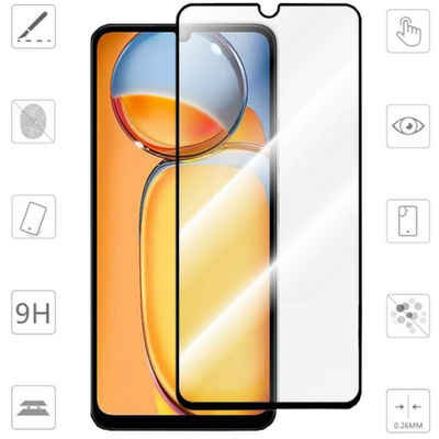 Wigento Handyhülle Für Xiaomi Redmi 13C 3D Premium 0,3 mm H9 Hart Glas Schwarz Folie