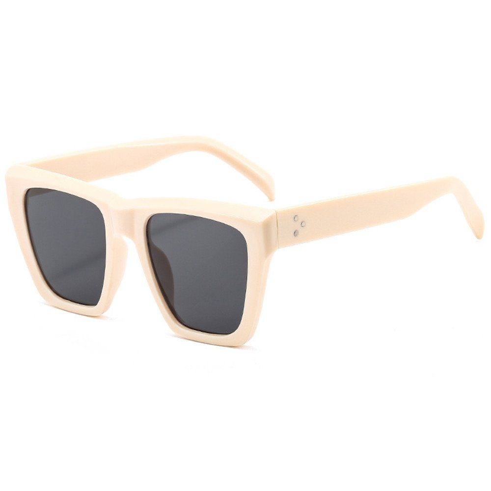 XDeer Sonnenbrille Sonnenbrille Damen Retro,Übergroße Quadratische Style Sonnenbrillen beige Trendy