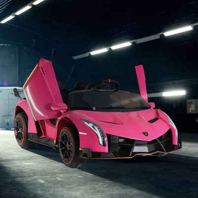 Merax Elektro-Kinderauto LAMBORGHINI VENENO Sportwagen mit 2 Motoren, LED-Lichten und Bluetooth, Belastbarkeit 30 kg, Elektroauto, Kinderfahrzeug mit USB, AUX inkl. Fernsteurung