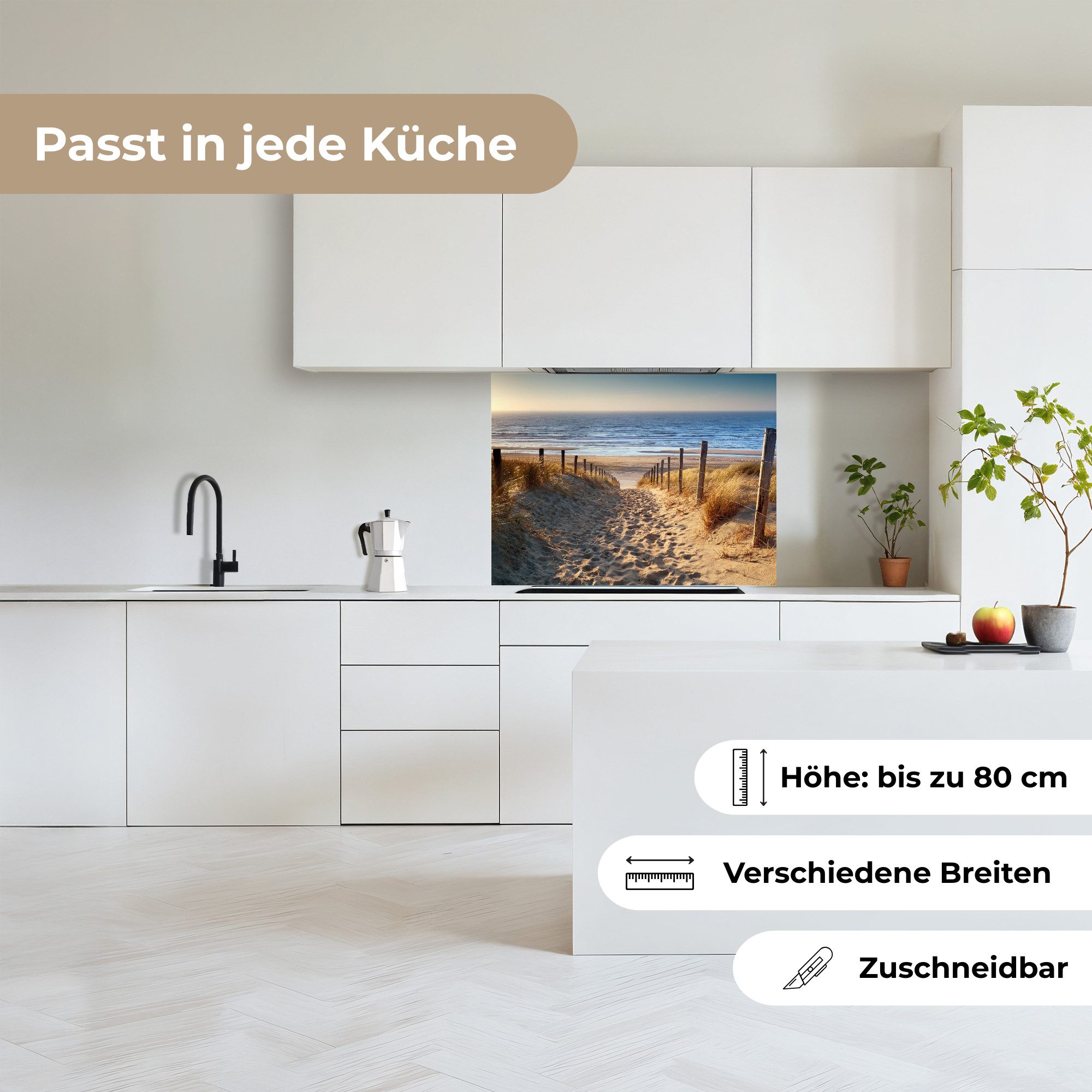 KitchenYeah Küchenrückwand selbstklebend Strand - Meer - Niederlande - Dünen - Sonne, (1-tlg), Spritzschutz, Küche, Rückwand, Küchenwand, Küchenfront, 80x60 cm – Bild 4 von 5