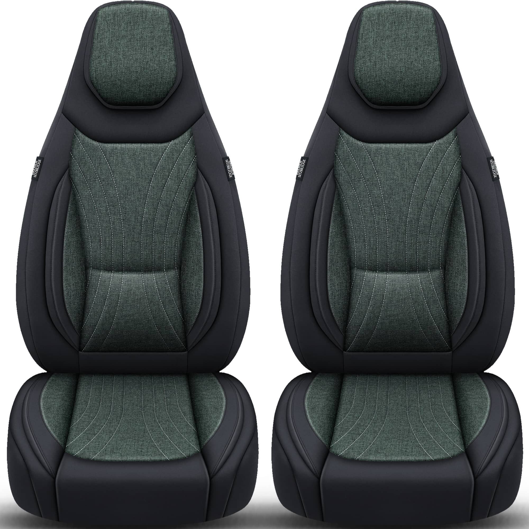 BREMER SITZBEZÜGE Autositzbezug für Alfa Romeo Stelvio Bj ab 2017 (C13), Set, Schonbezüge Чохли на сидіння Fahrer und Beifahrer, in Schwarz/Olivgrün