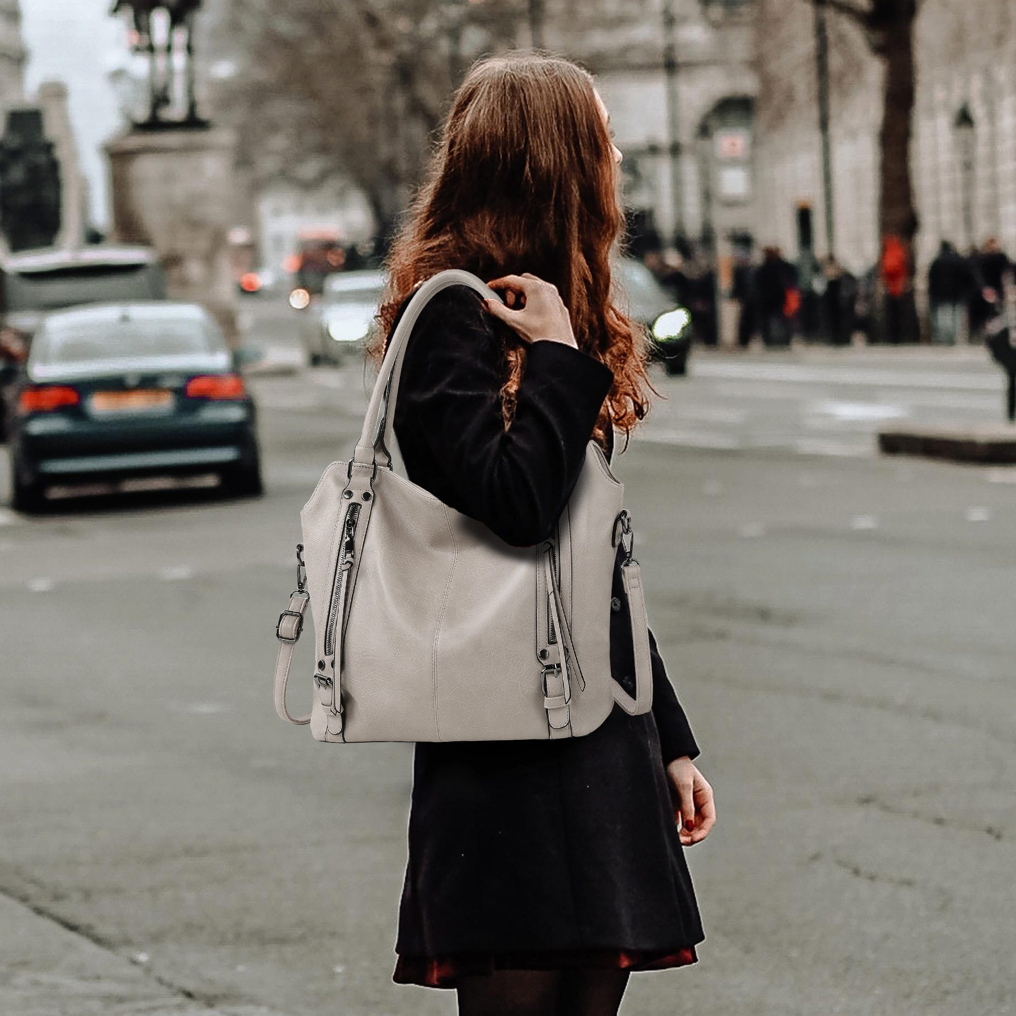 TAN.TOMI Handtasche Damen Schultertasche Groß Shopper Vegan Handtasche, Handtaschen Umhängetasche Geldbörse Damen Taschen 2-Tlg