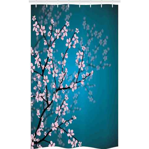 Abakuhaus Duschvorhang Badezimmer Deko Set aus Stoff mit Haken Breite 120 cm, Höhe 180 cm, japanisch Sakura Bloom Muster