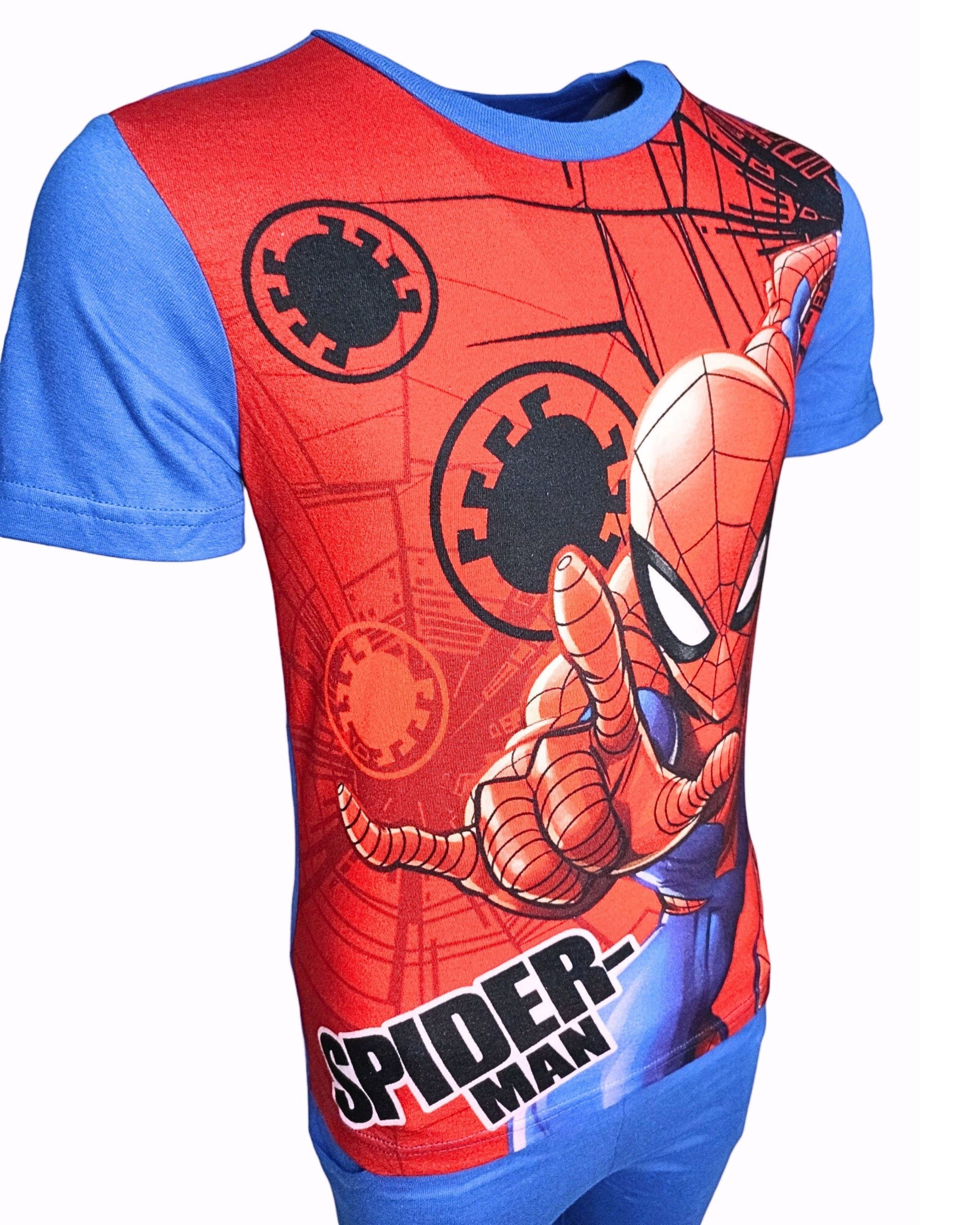 Blau T-Shirt & Gr. Marvel (2 Hose 128 Set Jungen 98 Shorty Spiderman Kurze - tlg) cm