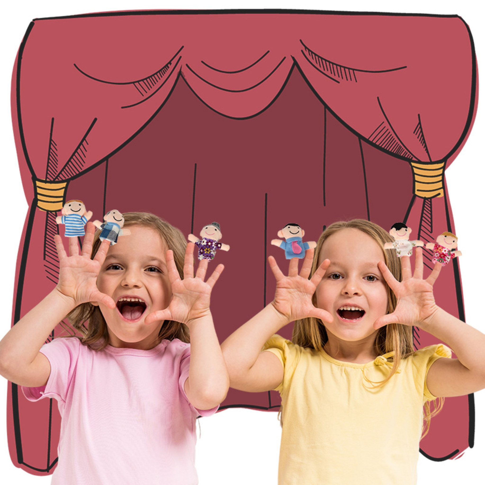 Ikonka Fingerpuppe Fingerpuppen Familie – 6-teiliges Set für kreatives Spie günstig online kaufen