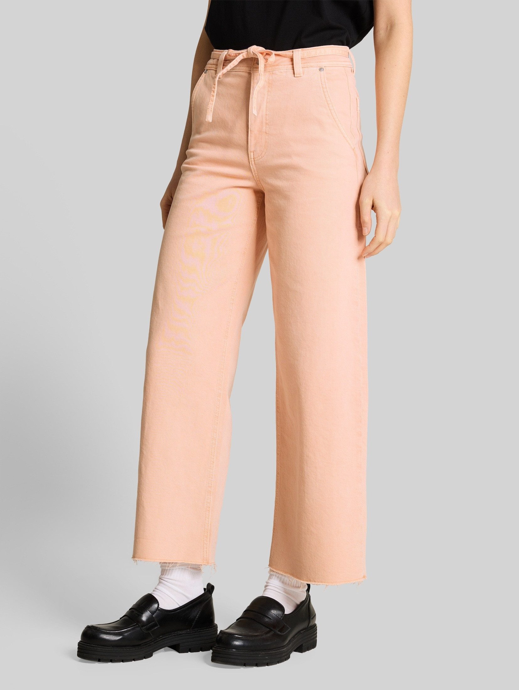 TOM TAILOR Denim Weite Jeans Jeanshosen TTMIJA CULOTTE Jeans mit Bindegürtel