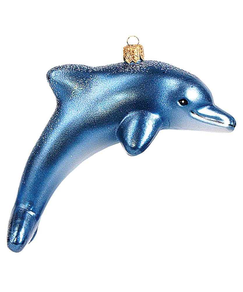 IMPULS Christbaumschmuck, Christbaumschmuck Glas Delfin 12cm blau | Dekohänger