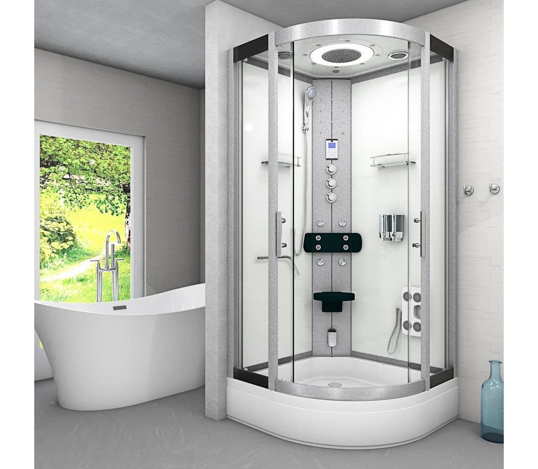 Thumbnail - AcquaVapore Dampfdusche Dampfdusche Duschkabine D58-50T3-ALL Weiß 90x90, Sicherheitsglas ESG, inklusive Duschwanne