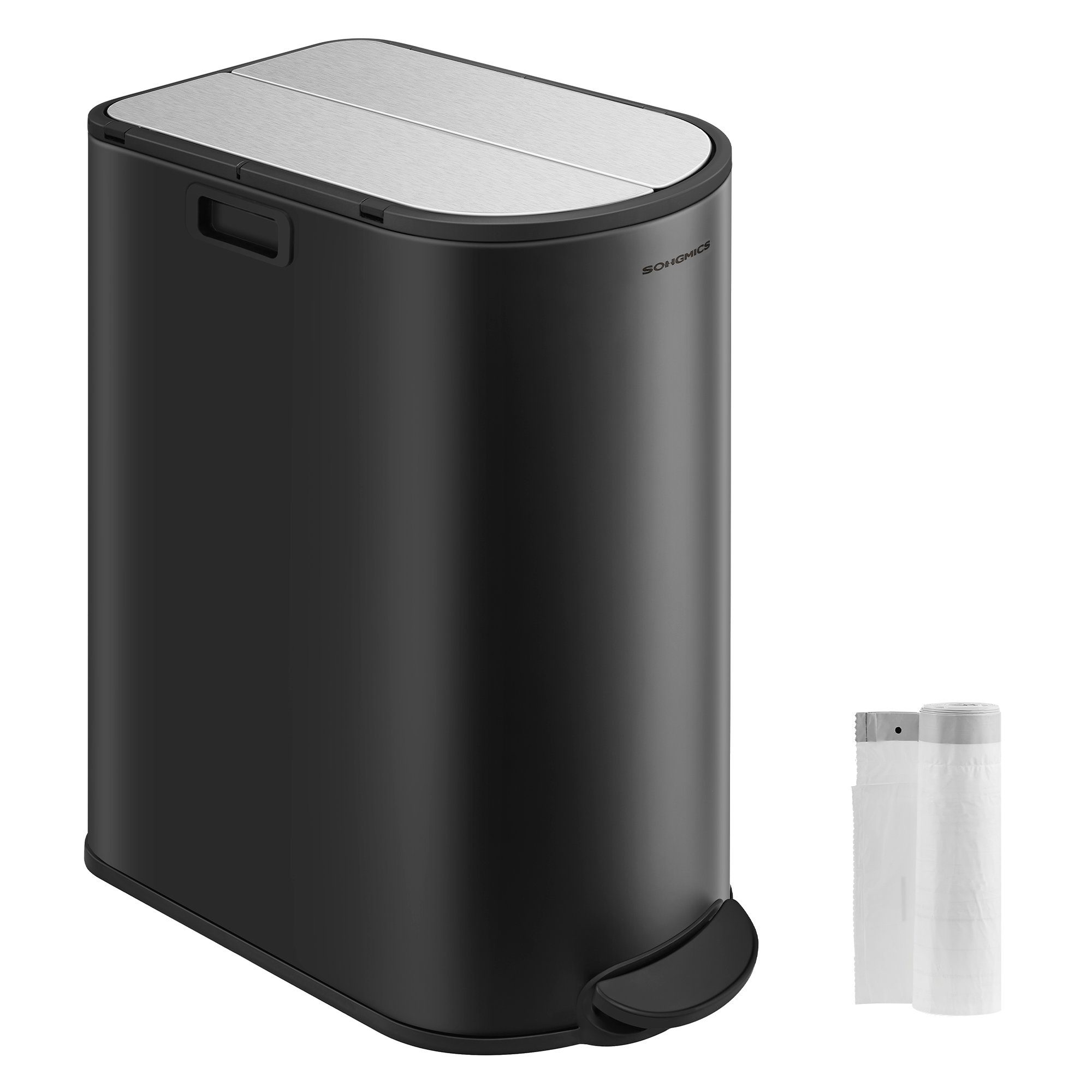 SONGMICS Mülleimer, Küche, Mülltrennsystem 2 Fächer, 30 L und 20 L