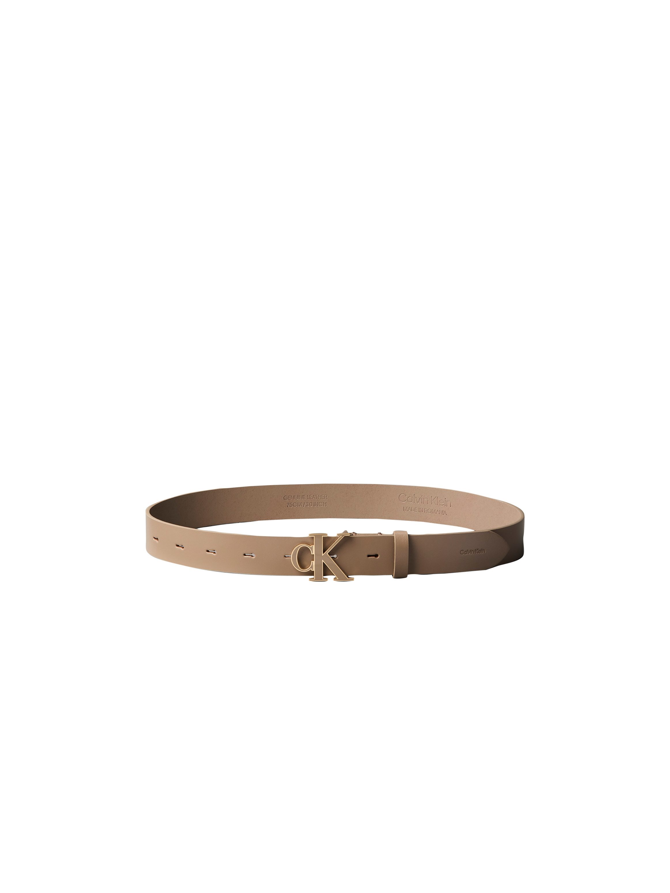 Calvin Klein Ledergürtel ROUND CK BUCKLE 30MM BELT INLAY Größenverstellbar mit Metallschließe