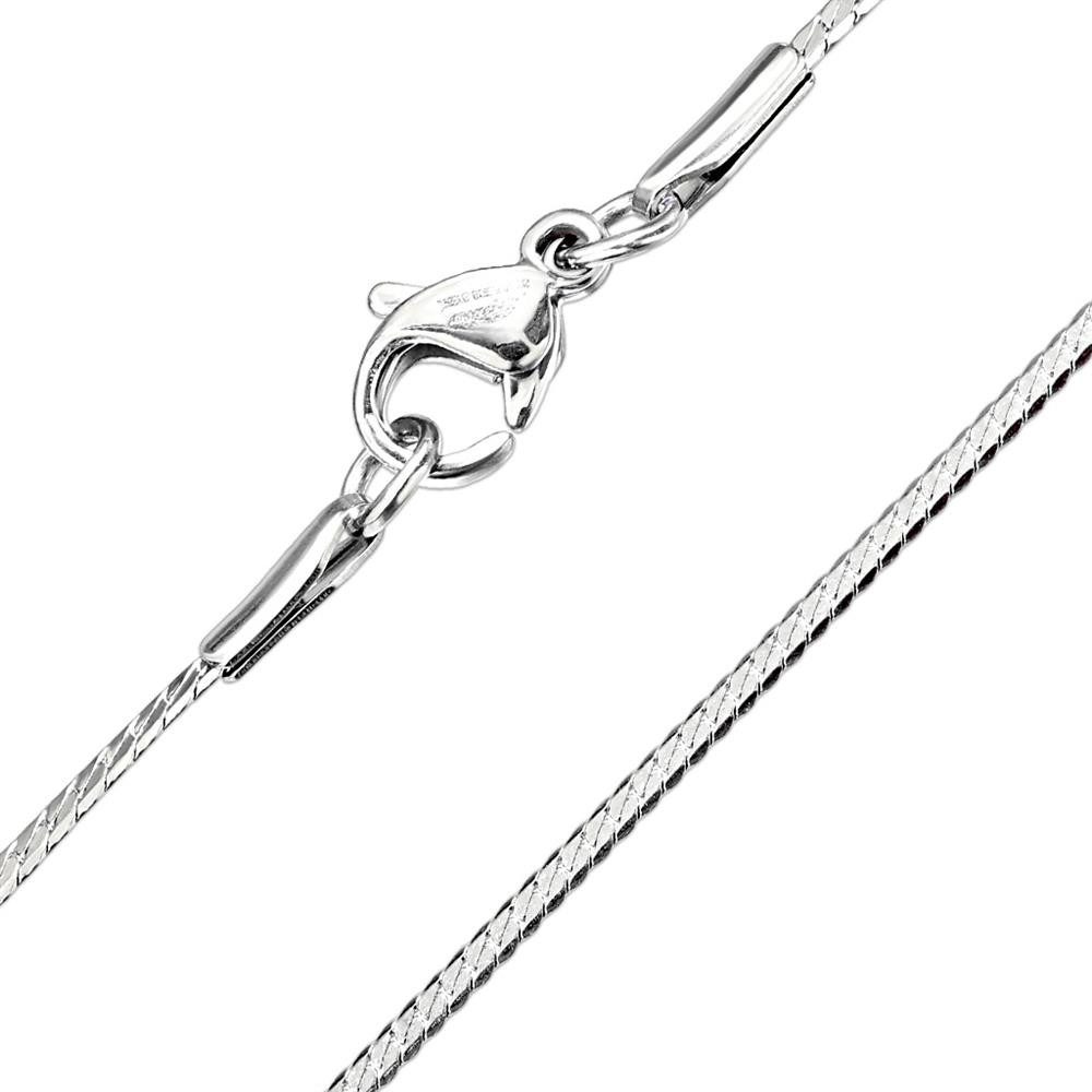 BUNGSA Schlangenkette Kette flache Schlangenglieder Silber aus Edelstahl Unisex (1-tlg), Halskette Necklace