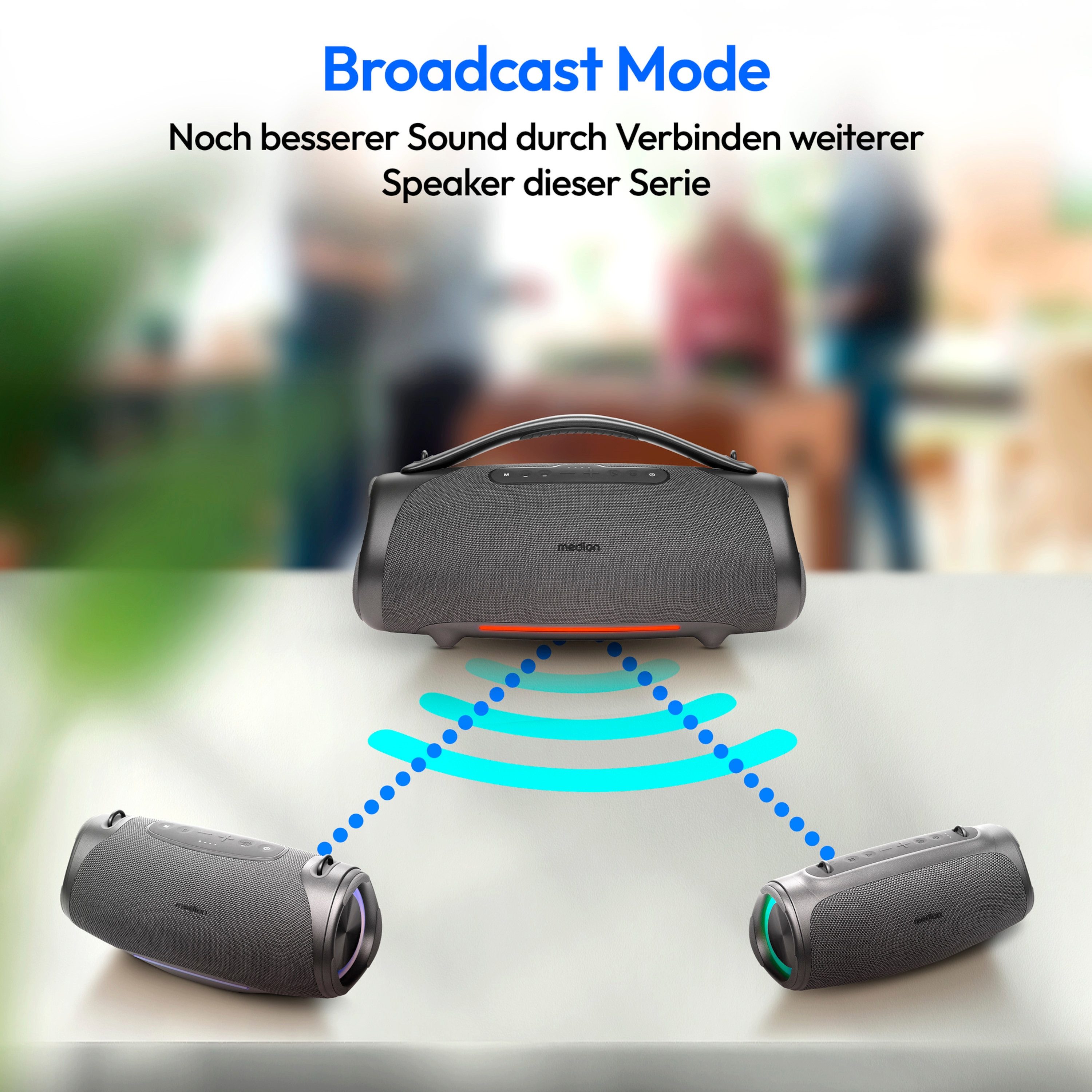Medion® LIFE® P61762 (MD 43762) L Bluetooth-Lautsprecher (A2DP Bluetooth, AVRCP Bluetooth, Bluetooth, 50 W, tragbar, Bass Boost, Musikbox, RGB, IPX7, Powerbank, – Bild 4 von 5