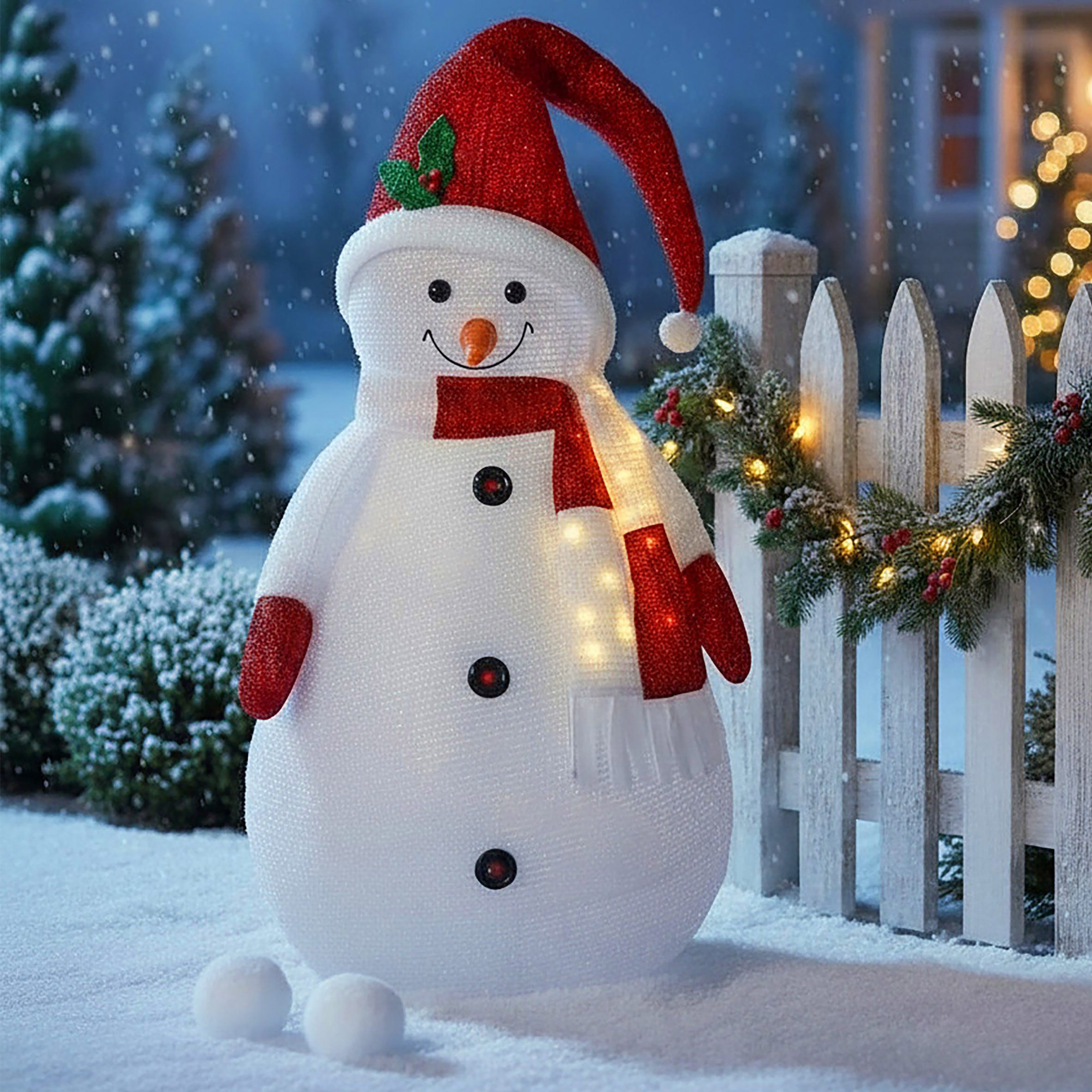 Spetebo Schneemann LED XXL Stoff Schneemann 140cm für Außen mit Timer (Komp günstig online kaufen