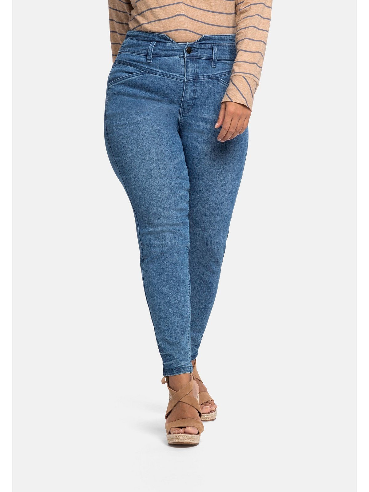 Sheego Stretch-Jeans »Jeans« «Die Schmale»in Ankle-Länge, mit  High-Waist-Bund
