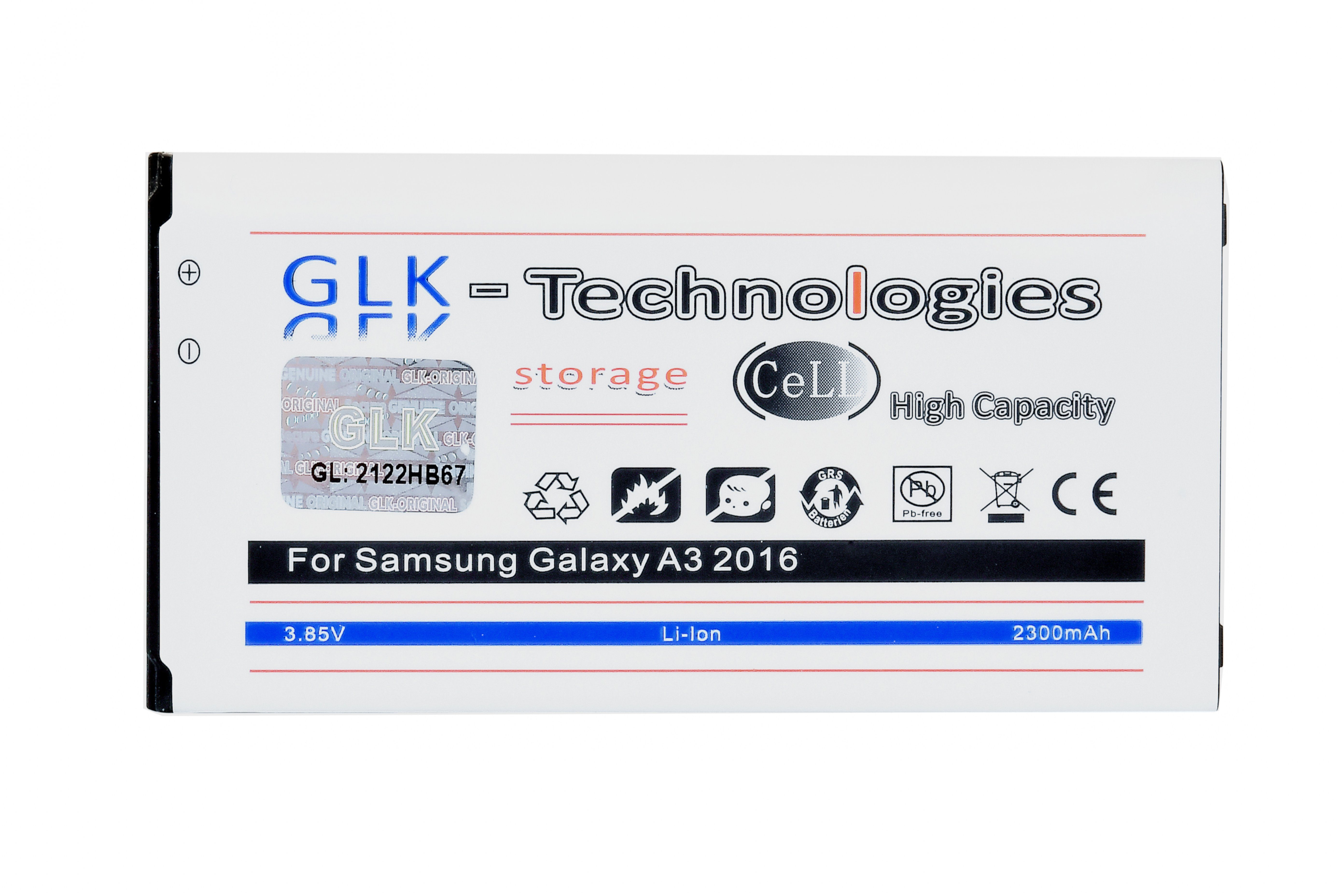 Power accu, 2300 mAh Samsung mit (A310F) Battery, Original GLK-Technologies 2300 Galaxy Akku, mAh Smartphone-Akku BA310ABE, kompatibel High GLK-Technologies V) Ersatzakku (3.8 A3 NEU 2016