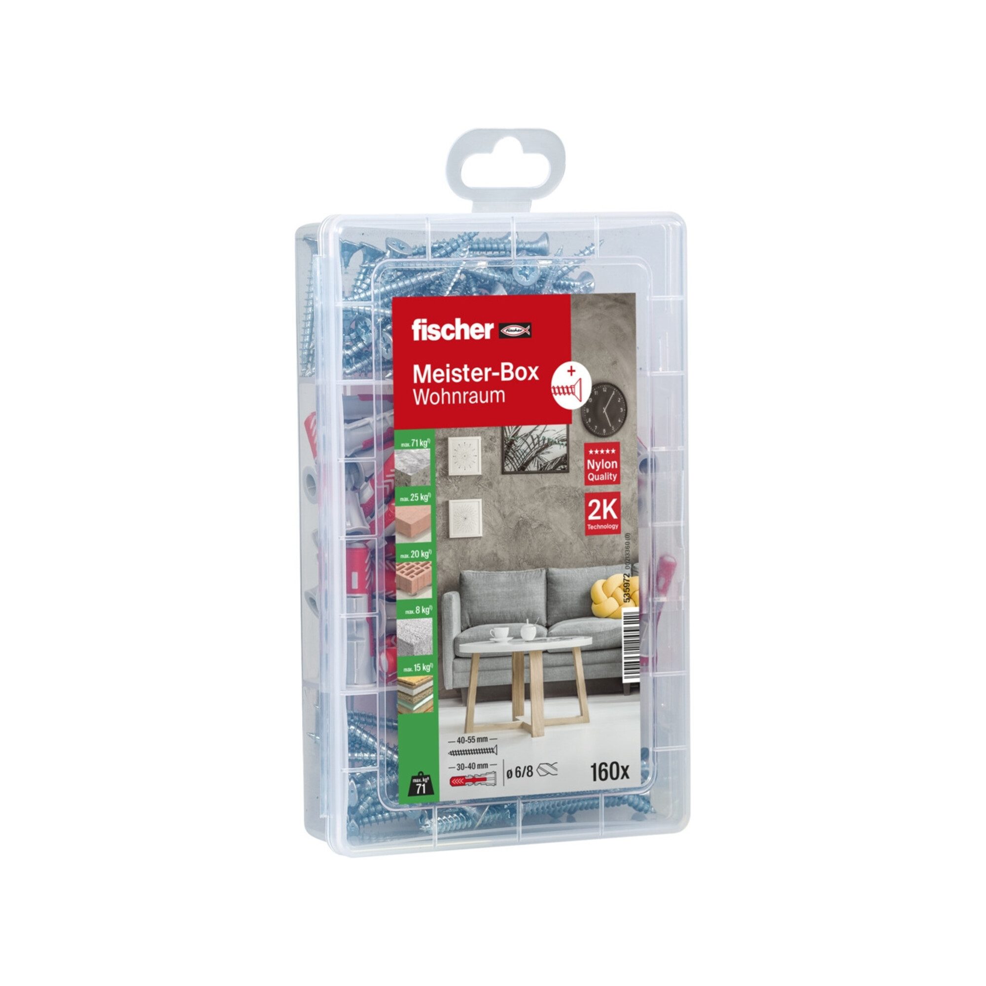 fischer Schrauben- und Dübel-Set fischer Meister-Box Wohnraum + Schrauben (160 Teile)
