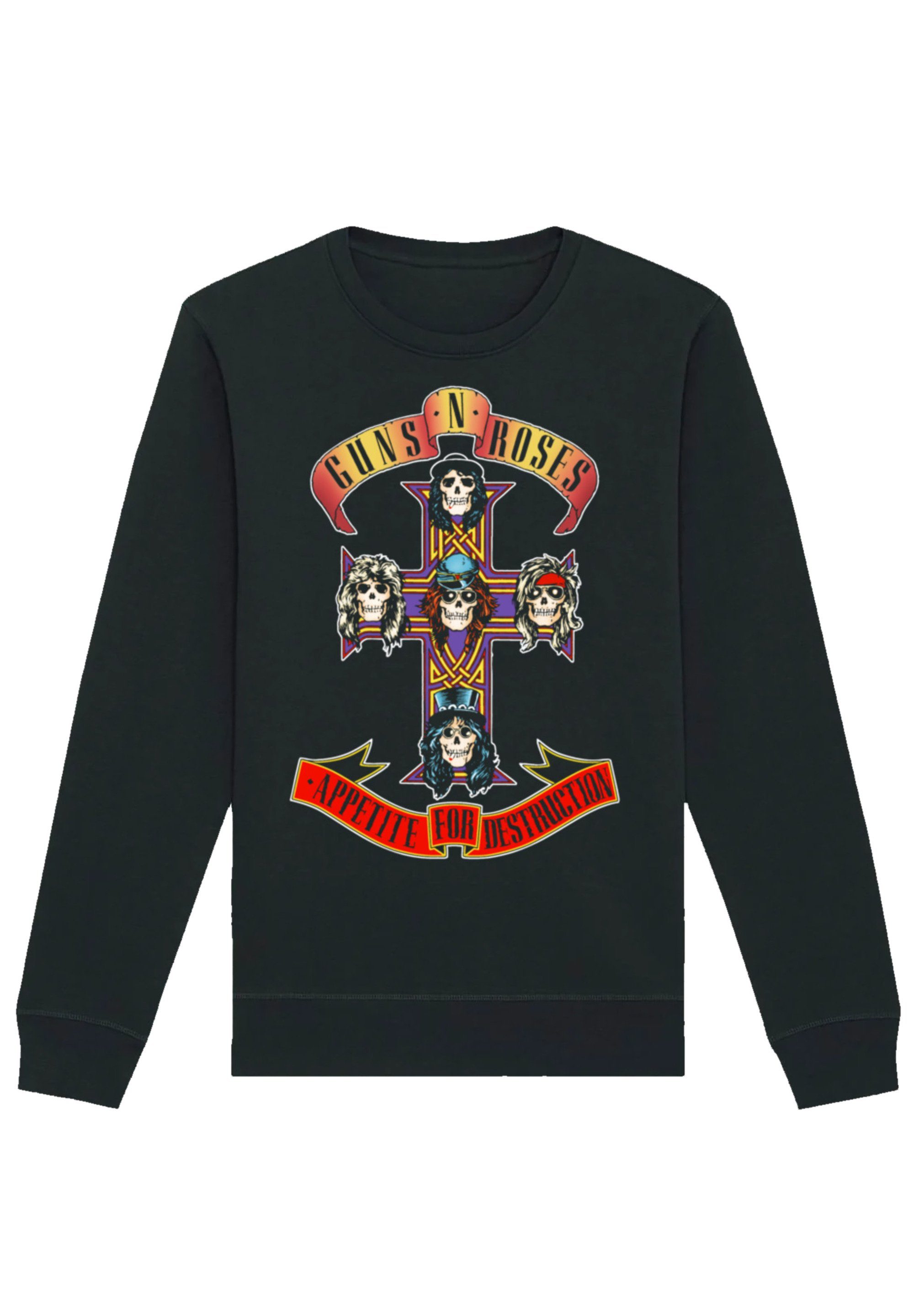 Appetite F4NT4STIC Guns For 'n' Destruction Print Roses Sweatshirt schwarz