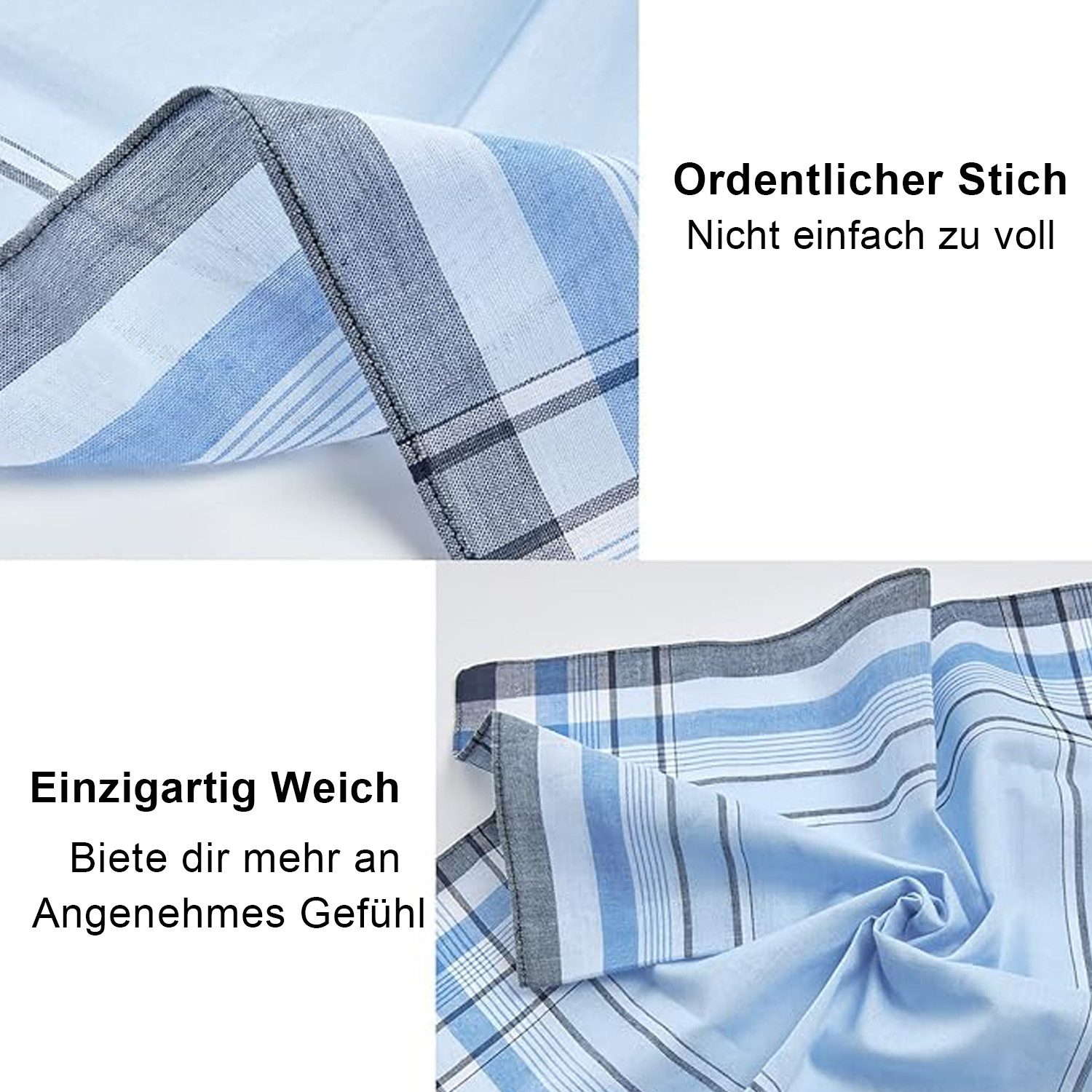 OKWISH Taschentuch 12er Set Baumwolle Herrentaschentücher Einstecktuch, (38 x 38cm Wiederverwendbar Stofftaschentücher, 12-St), für Geschenke Schweiß abwischen  – Bild 4 von 5