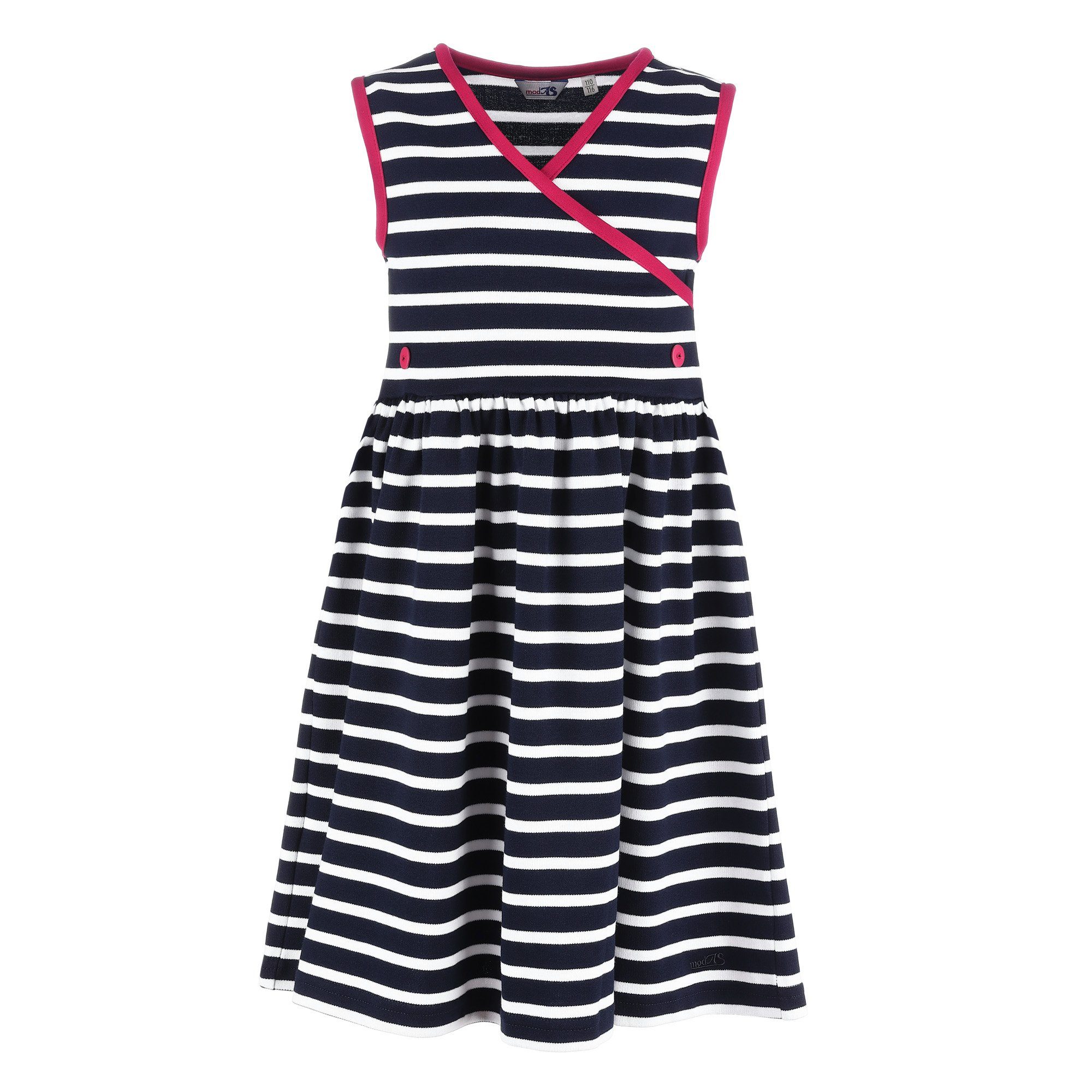 modAS Strandkleid (1-tlg) Bretonisches Mädchenkleid Maritim - Gestreiftes Kleid für Mädchen (05) blau / weiß