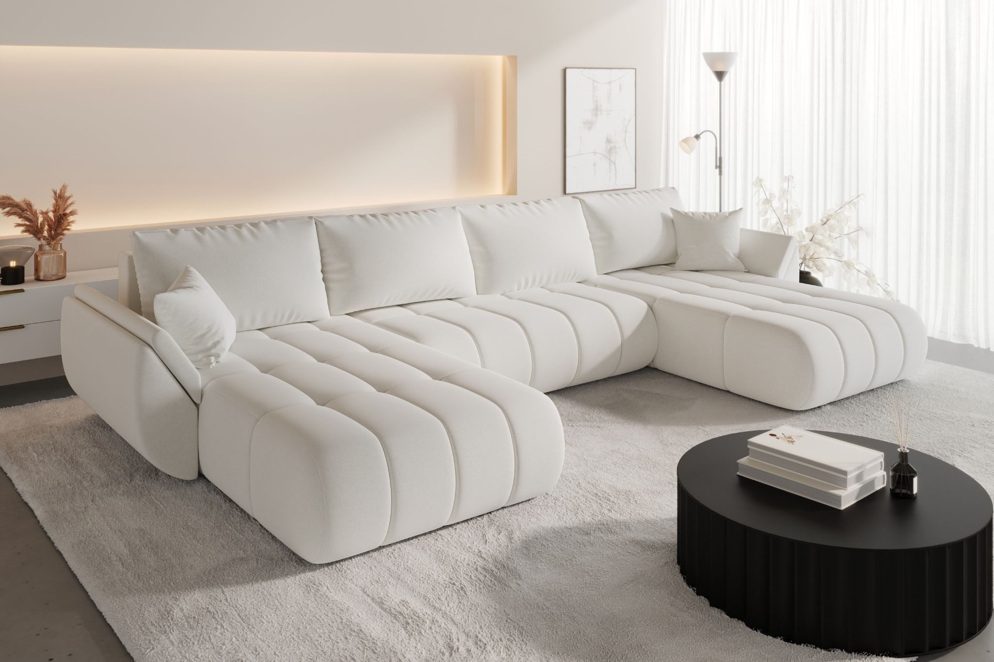 Kaiser Möbel Ecksofa TOKYO U PREMIUM im Stoff WIND Sofa mit Schlaffunktion und Bettkasten, Ecksofa U-Form, U-Form,Easy-Clean-Stoff WIND,Pflegeleicht & strapazierfähig