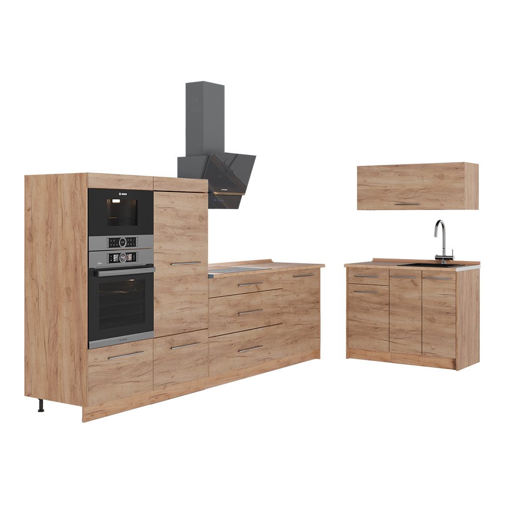 Vicco Küchenzeile Fame-Line, Goldkraft Eiche/Goldkraft Eiche, 380 cm, AP Eiche