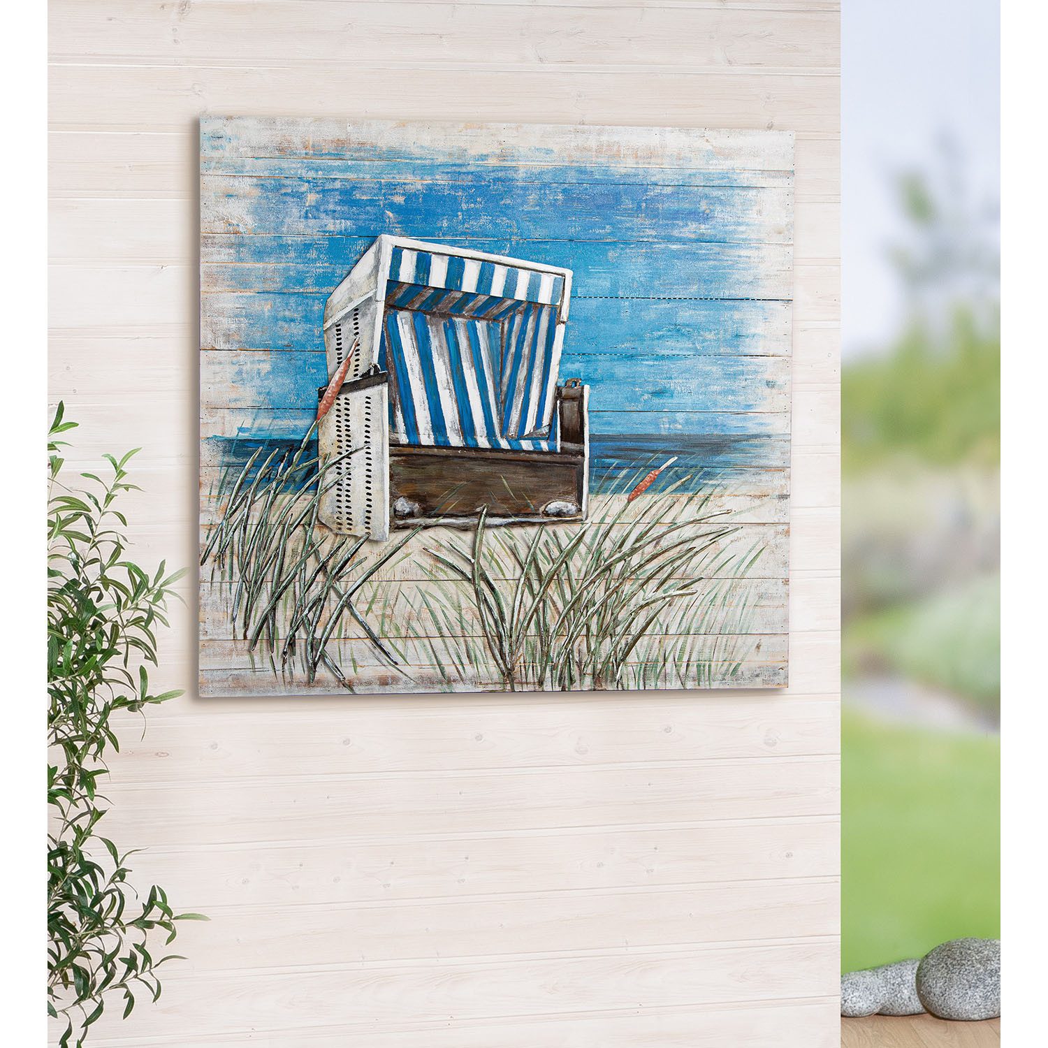 GILDE Leinwandbild Bild quadratisch Strandkorb, Strandbilder (1 St)
