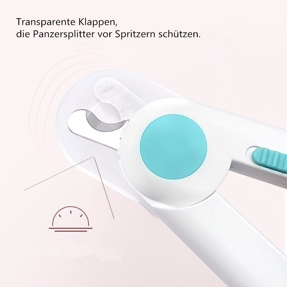 XDeer Nagelknipser Nagelknipser mit Led-Licht für Katzen, 2-in-1 Krallenschere mit, Nagelfeile und Spritzfest Schutzvorrichtung für Katzen