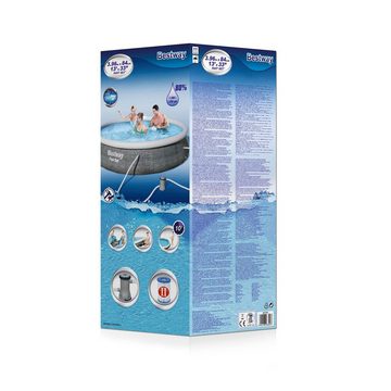 BESTWAY Pool 57376 Fast Set Pool Swimmingpool Rund Rattan + Filterpumpe 396x84cm