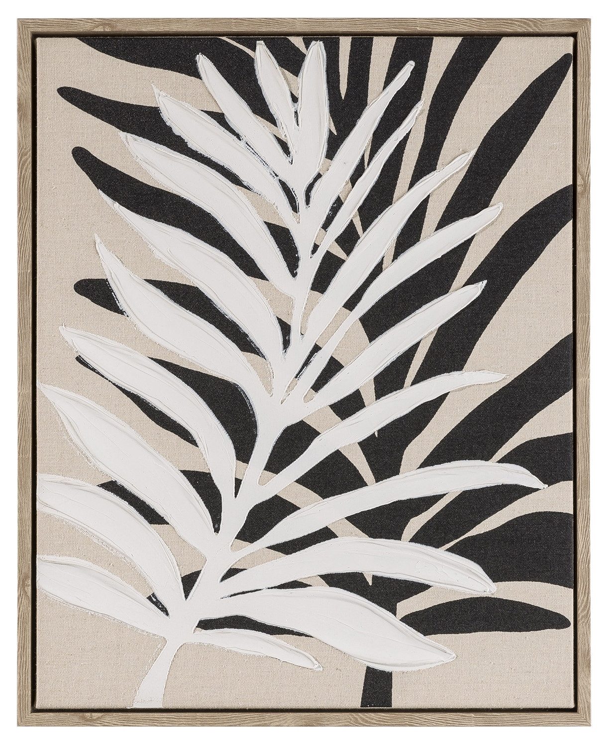 Wandbild LEAF, Braun, Schwarz, Beige, 40 x 50 cm, Blätter, Streifen